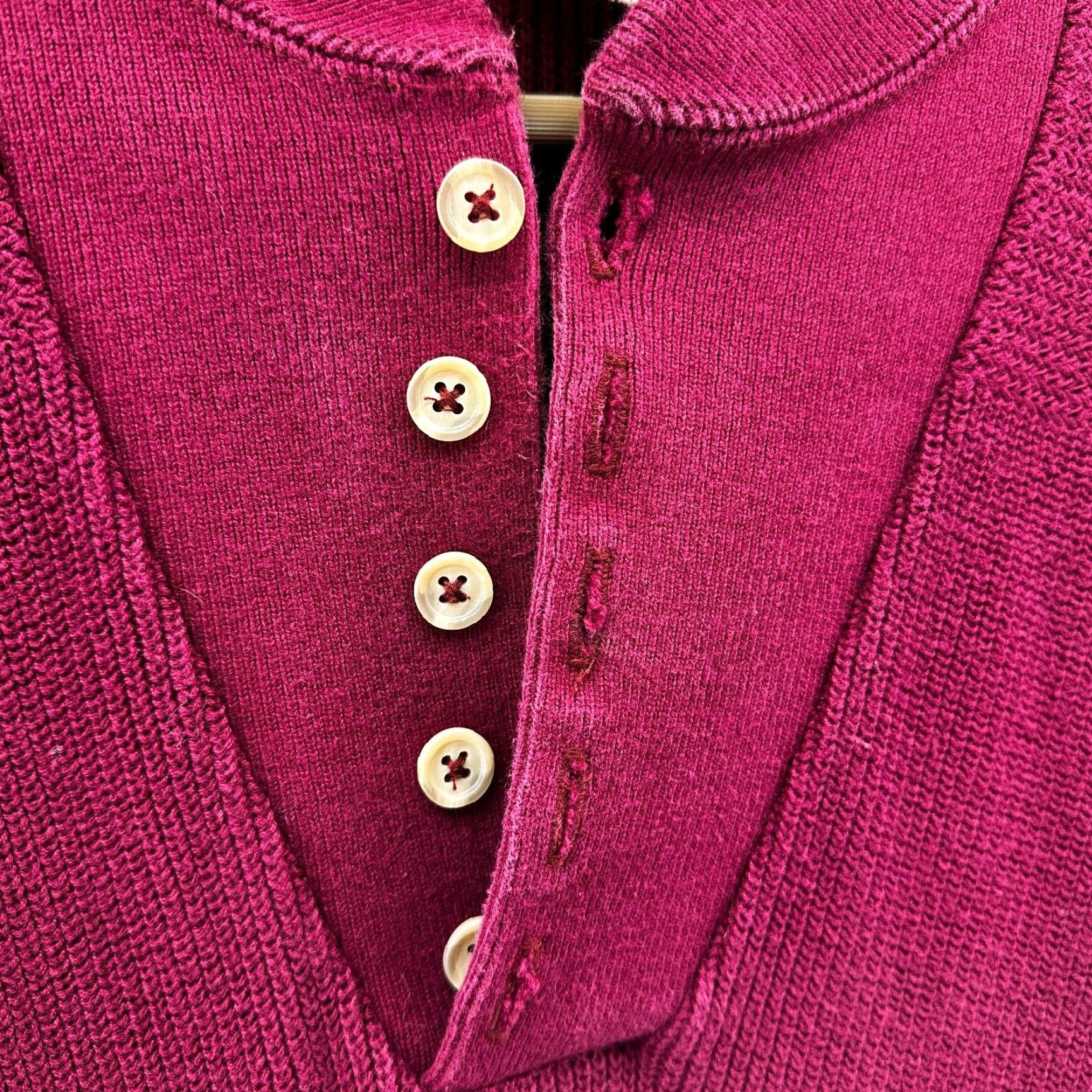 Vintage VINTAGE L.L. Bean Sweater Pullover Knit Crew Neck Long Sleeve 2XL Maroon Red Button Cotton Wool USA Mens Size US XXL / EU 58 / 5 - 2 Thumbnail