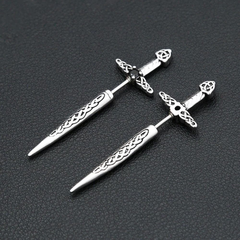 Jewelry Sword Stud Earrings Charm Stainless Steel Earring Gift Size ONE SIZE - 4 Thumbnail