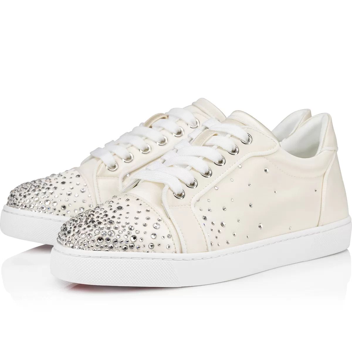 Christian Louboutin o1s1wg110125 Degravieira Strass Sneaker in White Size US 7 / IT 37 - 1 Thumbnail