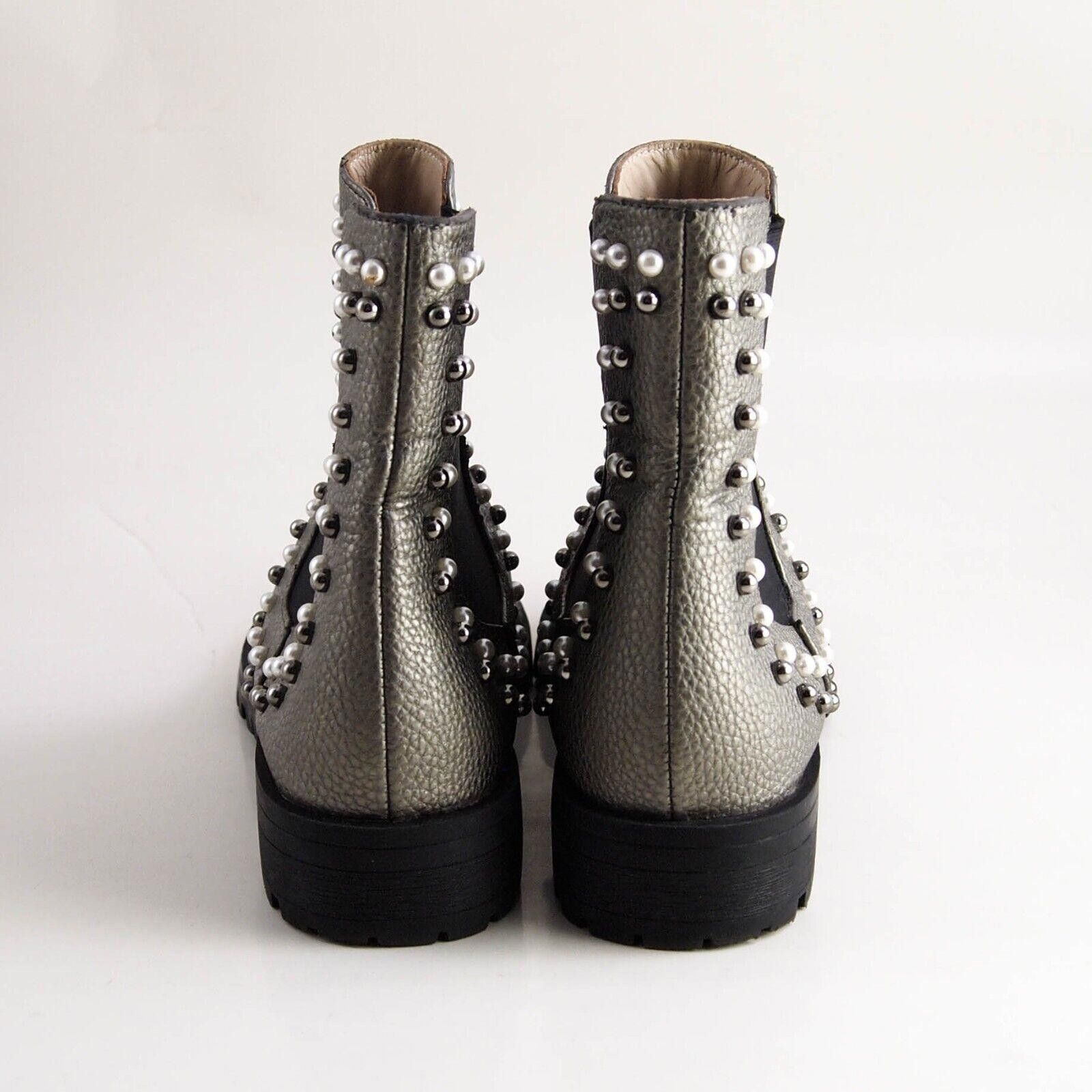 Designer Twinset Chelsea Boots Studded Silver Leather US 9 EU 39 Size US 9 / IT 39 - 5 Thumbnail