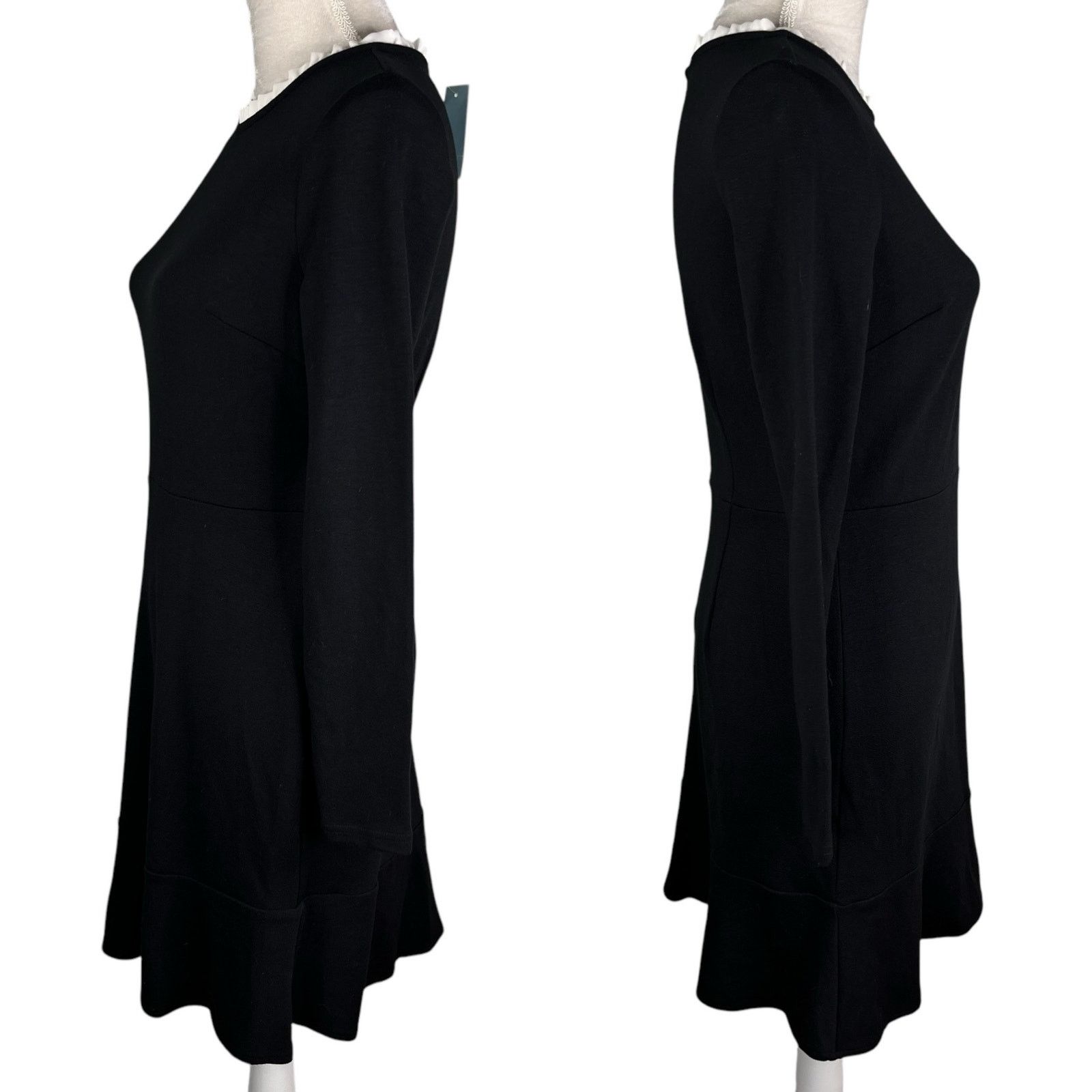 Loft Dress Black 4P Petite Stretch LBD Ruffle Neck LS New - www.skdojo.org