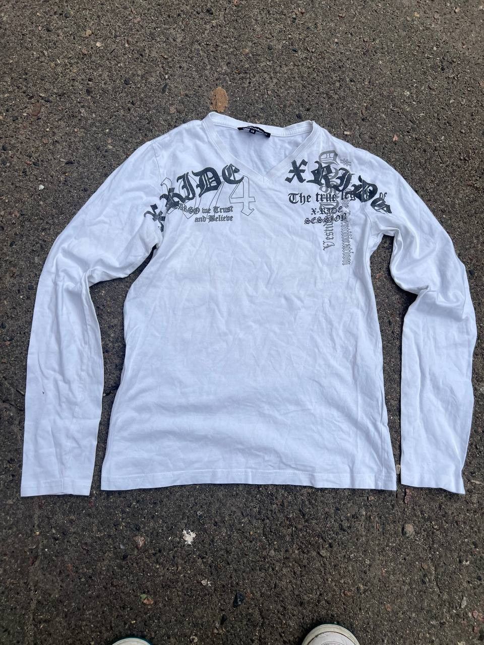Japanese Brand × Vintage Vintage Y2K Overgame gothic Print Avantgarde Long Sleeve Size XL / US 12-14 / IT 48-50 - 1 Thumbnail