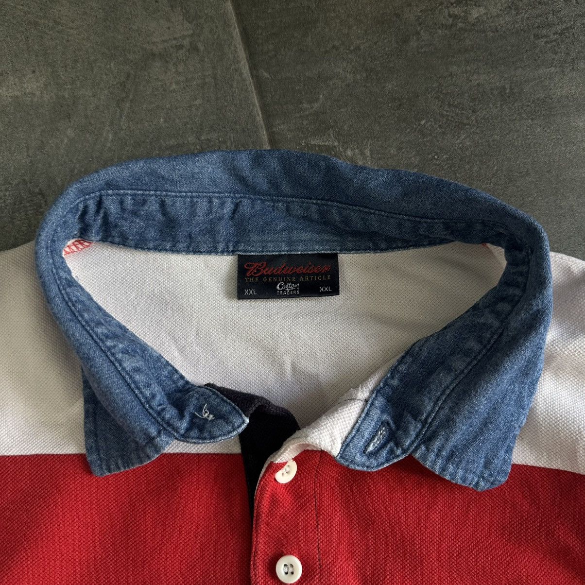 Vintage Vintage Budweiser Polo USA Cotton T-shirts Used Y2K Rugby Size US XXL / EU 58 / 5 - 10 Thumbnail