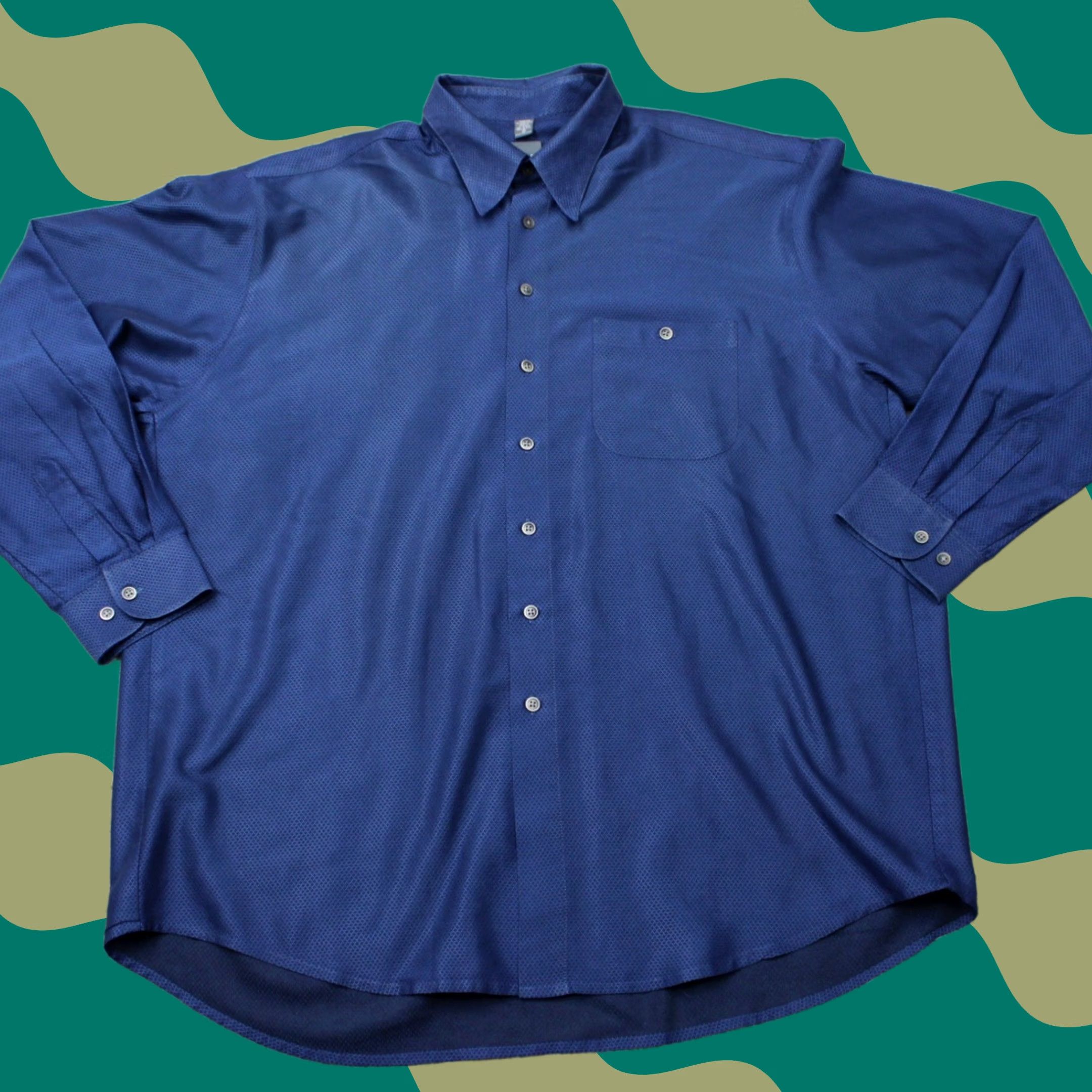 Vintage Haupt Mens 2XL Button-Up Shirt Blue Geometric Long Sleeve Cotton Lyocell Casual Modern Button-Down 18 46 XXL Regular Mens Size US XXL / EU 58 / 5 - 1 Thumbnail