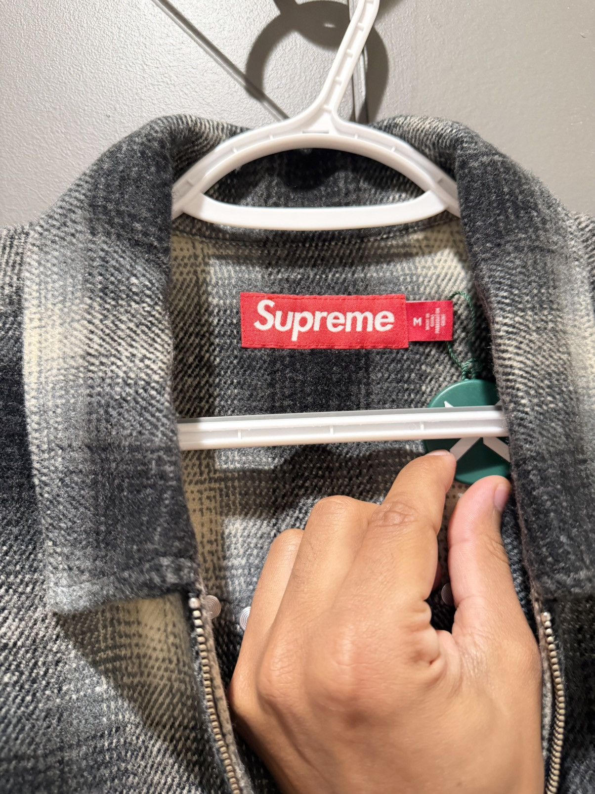 Supreme Studded Shadow Plaid Zip Up Shirt Size US M / EU 48-50 / 2 - 5 Thumbnail