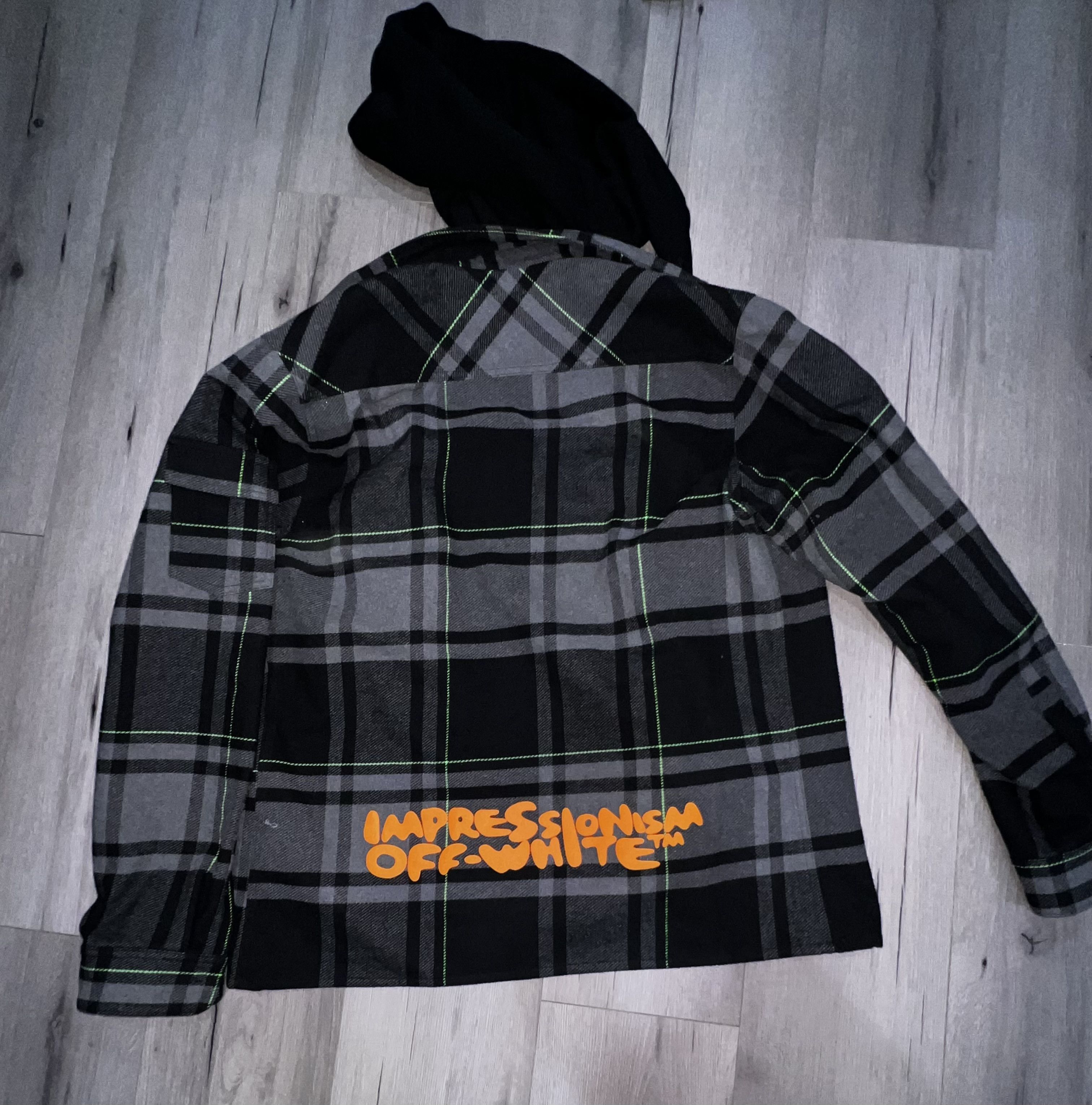 Off-White 2019 Grey Check Flannel Hooded Shirt Size US XXL / EU 58 / 5 - 8 Thumbnail