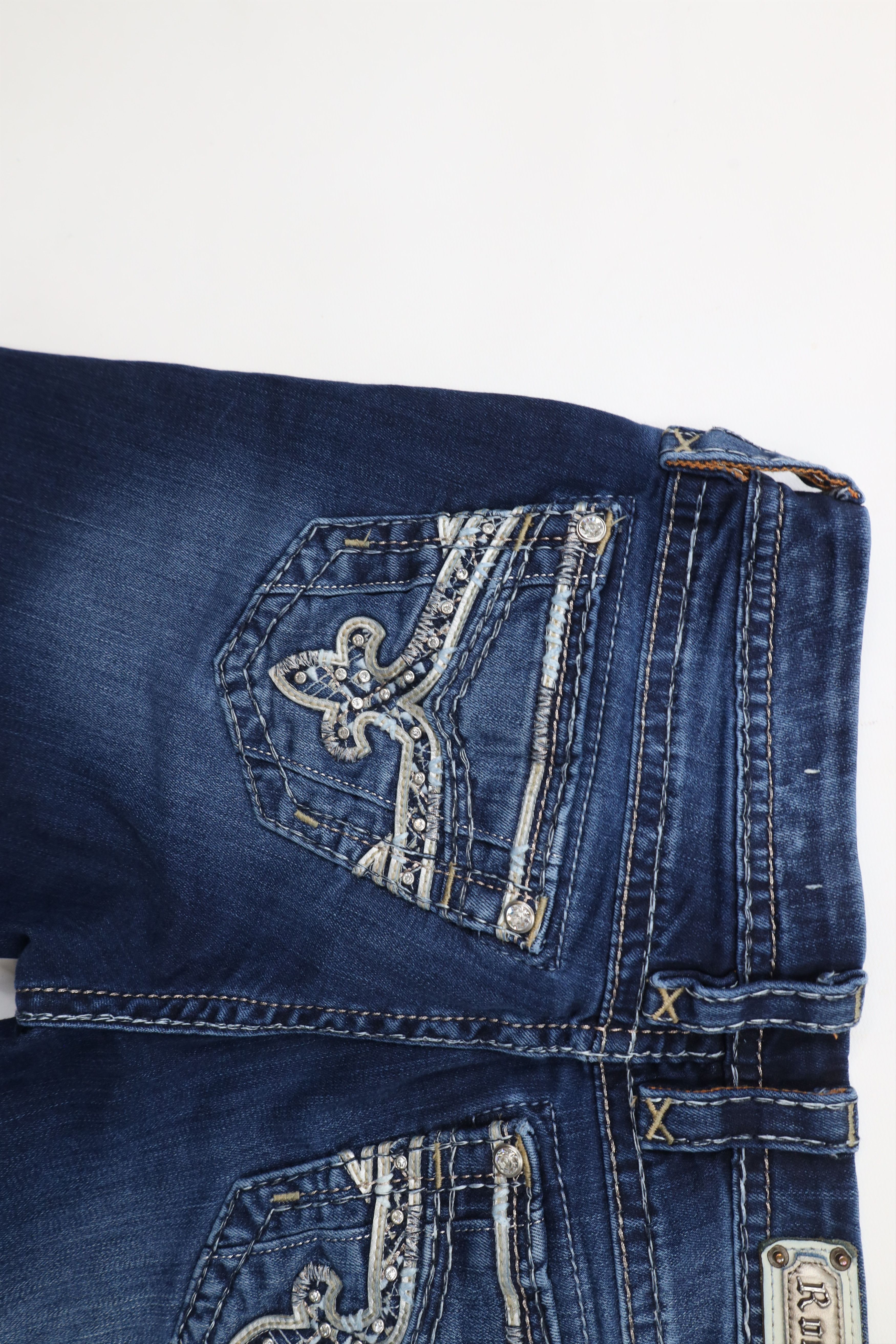 Vintage Rock Revival Stitch Jeweled Boris Easy Boot Denim Jeans Size 28" / US 6 / IT 42 - 12 Thumbnail