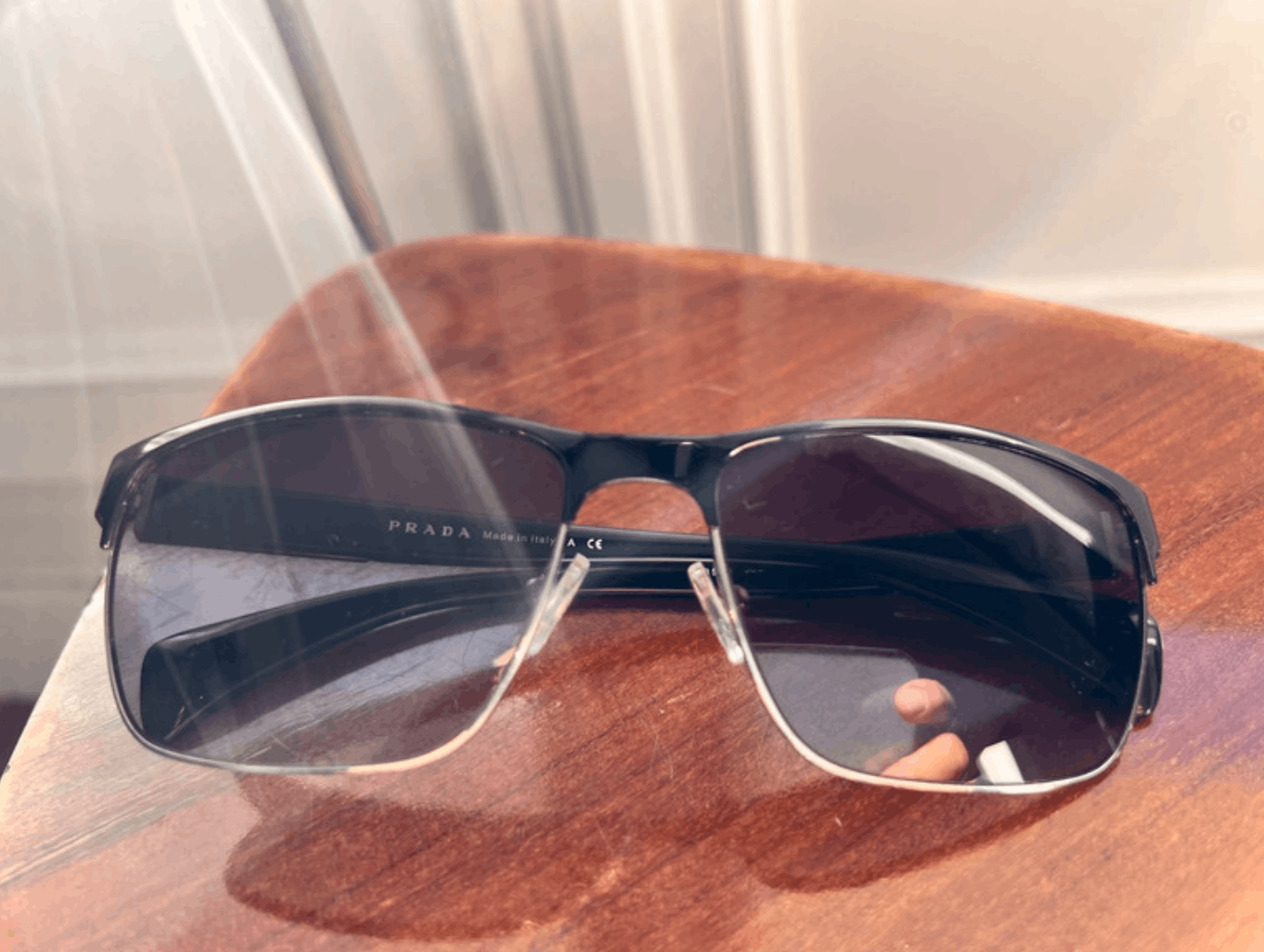 Prada PRADA Sunglasses Rectangle Wrap Shield Metal Symbole RI921 Size ONE SIZE - 2 Thumbnail