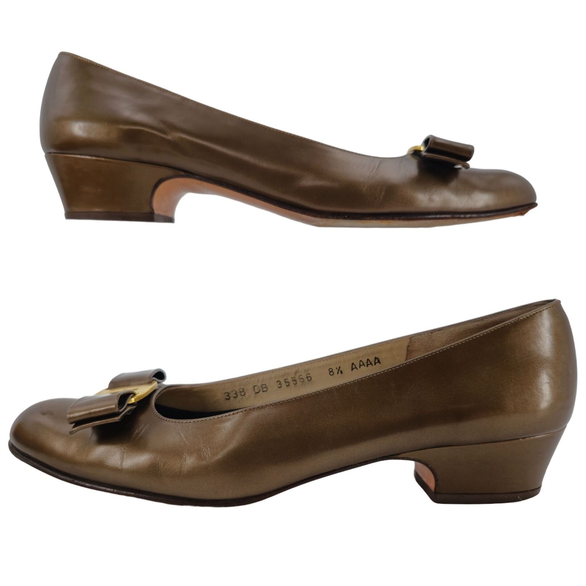 Salvatore Ferragamo Vintage Salvatore Ferragamo Bronze Vara Bow Pumps Womens 8.5 Size US 8.5 / IT 38.5 - 4 Thumbnail