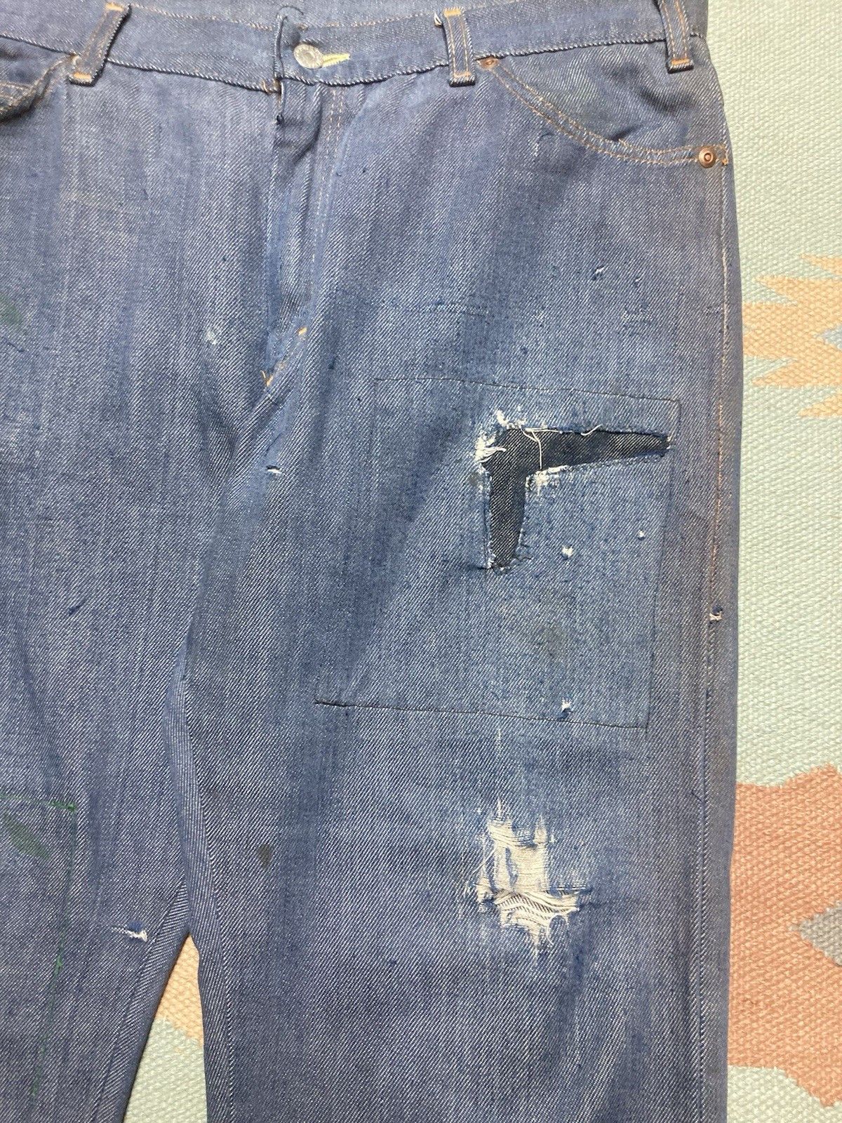Vintage 1960s Ranchcraft jeans Penneys farm repair distressed 35x29 Size US 35 - 4 Thumbnail