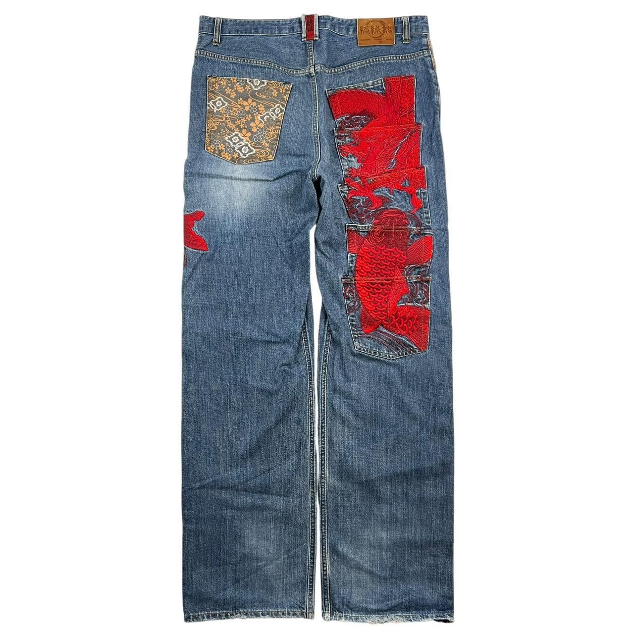 Karakuri Tamashii Vintage Karakuri Embroidered Japanese Denim Jeans - Waist 37 Size US 37 - 7 Thumbnail