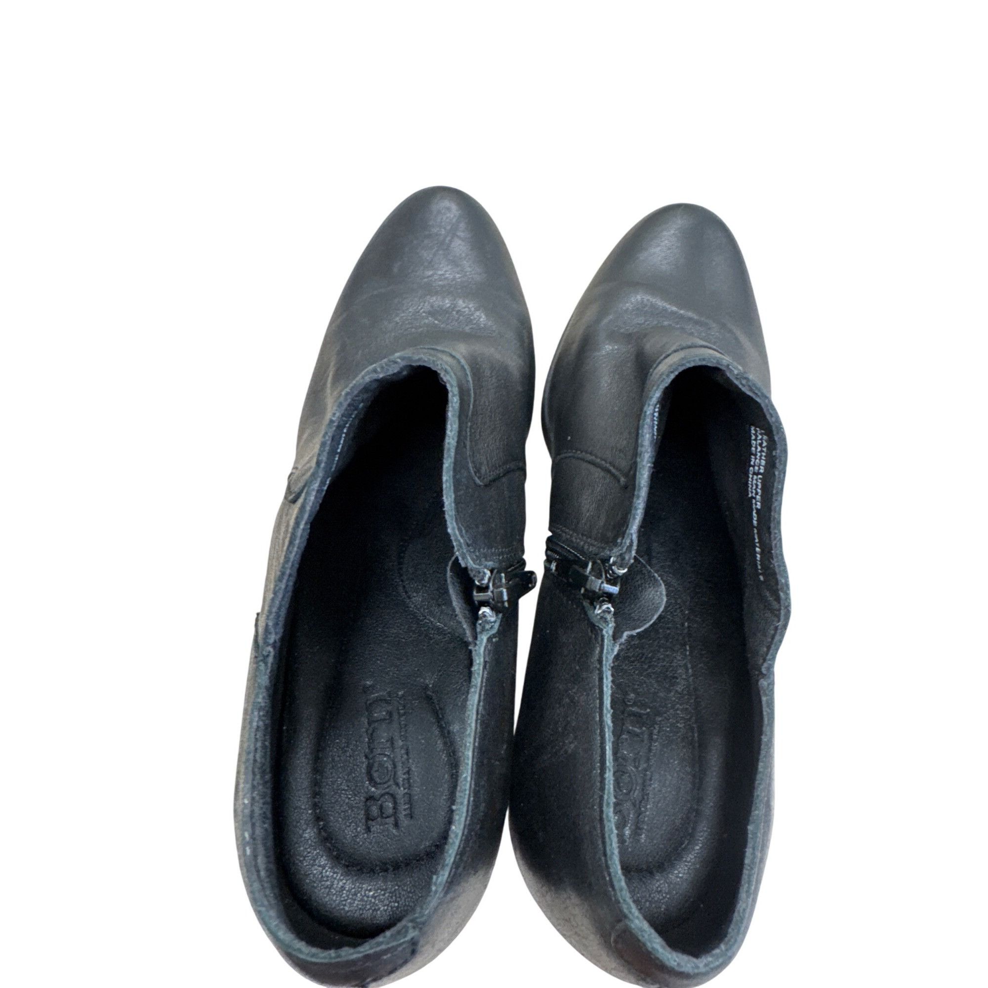 Born Born Womens Black Leather Booties Size 9M SKU 7768 Size US 9 / IT 39 - 10 Thumbnail