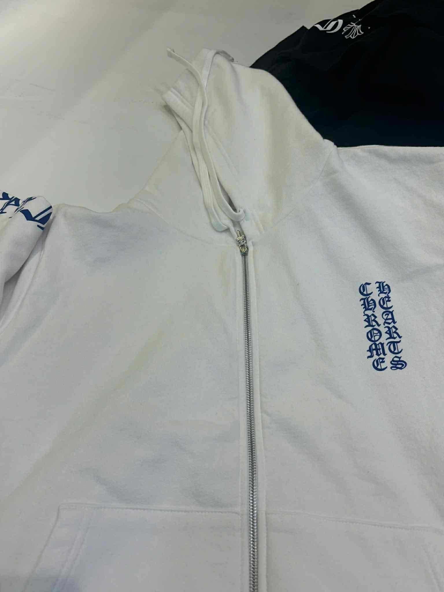 Chrome Hearts Chrome Hearts Blue Scroll White Zip Up Hoodie Size US M / EU 48-50 / 2 - 13 Thumbnail