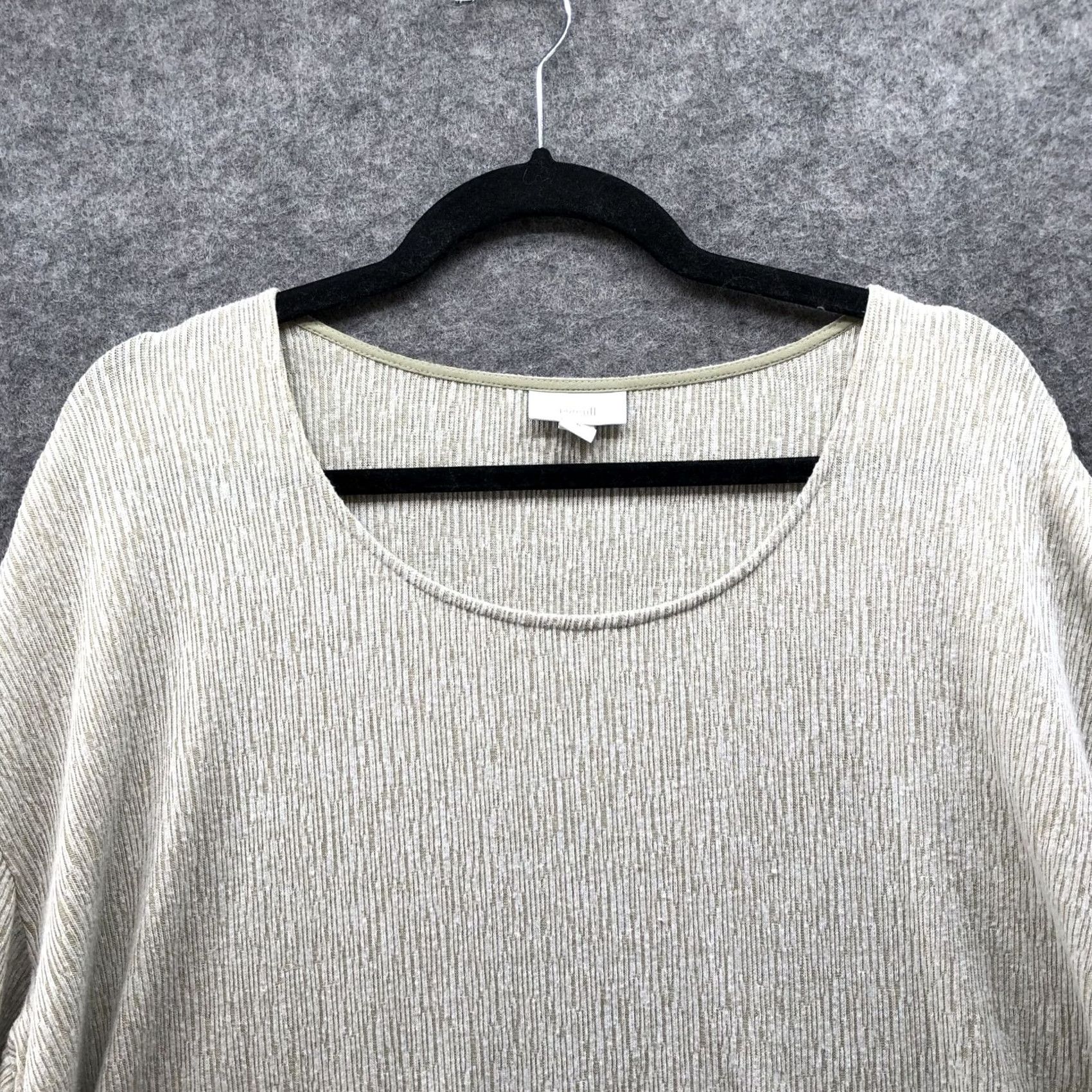 J. Jill J. Jill Linen Blend Long Sleeve Top Womens XL Sage Green Ribbed Round Neck Shirt Size XL / US 12-14 / IT 48-50 - 3 Thumbnail