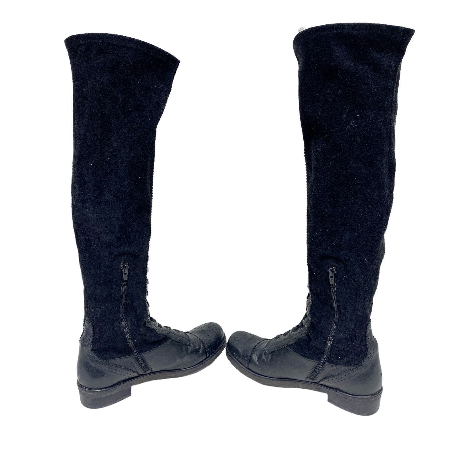 Stuart Weitzman Stuart Weitzman Workit Black Laced Over Knee Boots Size US 8 / IT 38 - 5 Thumbnail