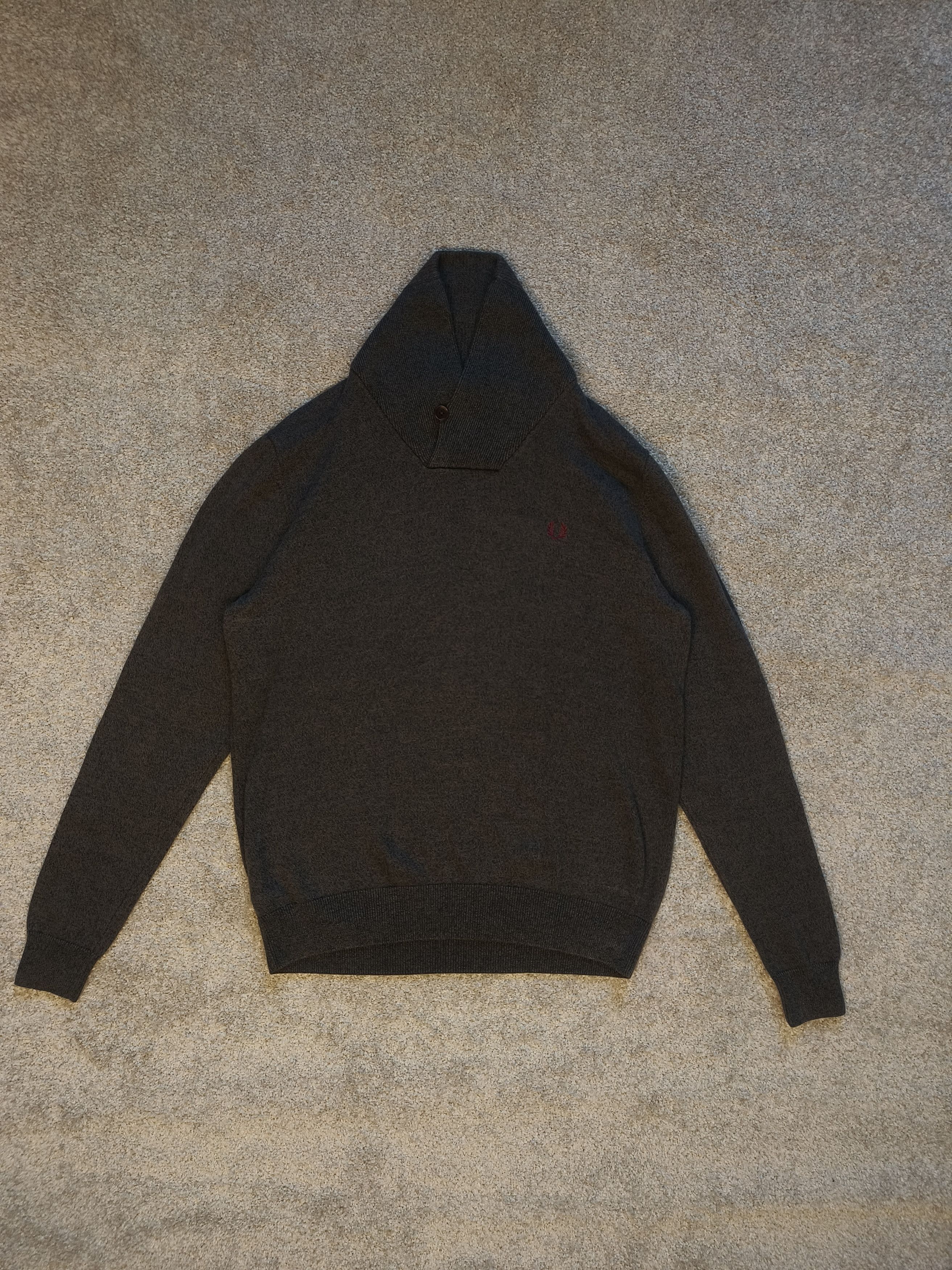 Fred Perry Fred Perry Merino Wool Shawl Neck Sweater Graphite Marl Size US S / EU 44-46 / 1 - 1 Thumbnail