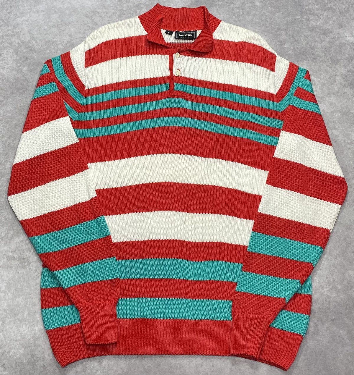 Vintage 80’s Vintage Silver Fern Cotton Knit L/S Polo Size US L / EU 52-54 / 3 - 1 Thumbnail
