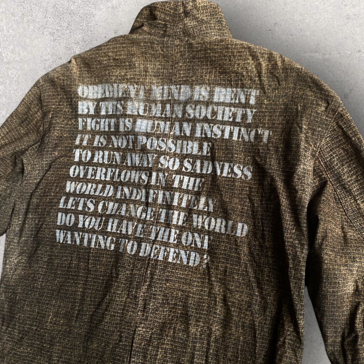 Isamu Katayama Brown Quote Leather Jacket