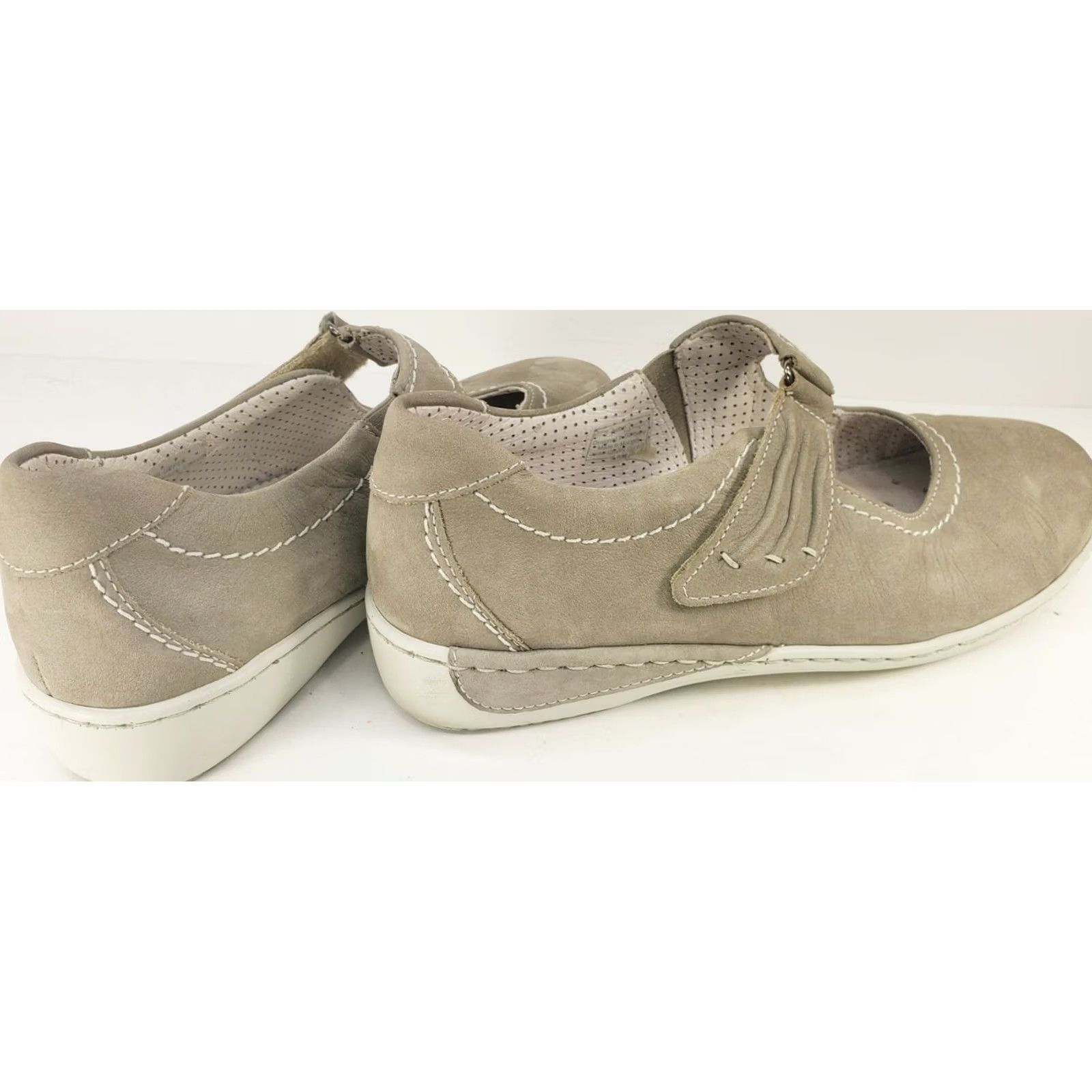 Vintage ARA Women's Mary Jane Flat US 7M Taupe Hook & Loop Strap Shoes Size US 7 / IT 37 - 4 Thumbnail