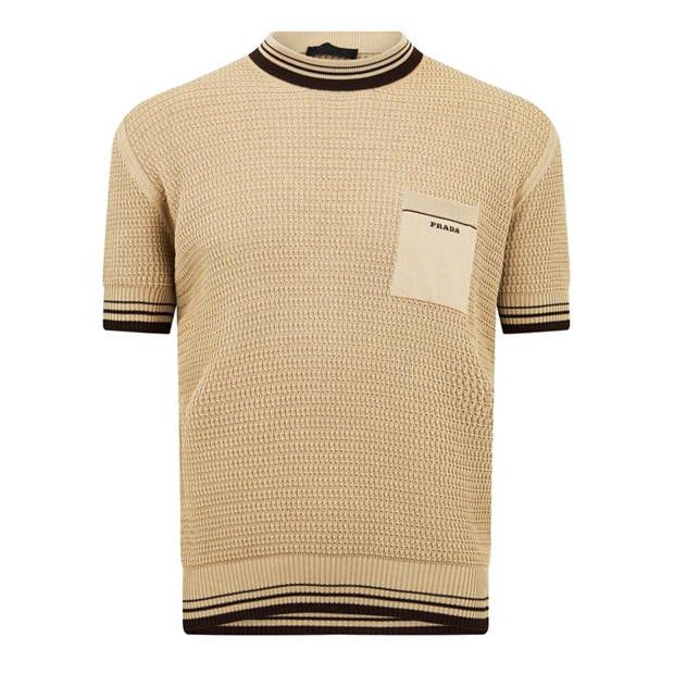 Prada PRADA Embroidered Logo Knitted T-Shirt Size US S / EU 44-46 / 1 - 1 Thumbnail