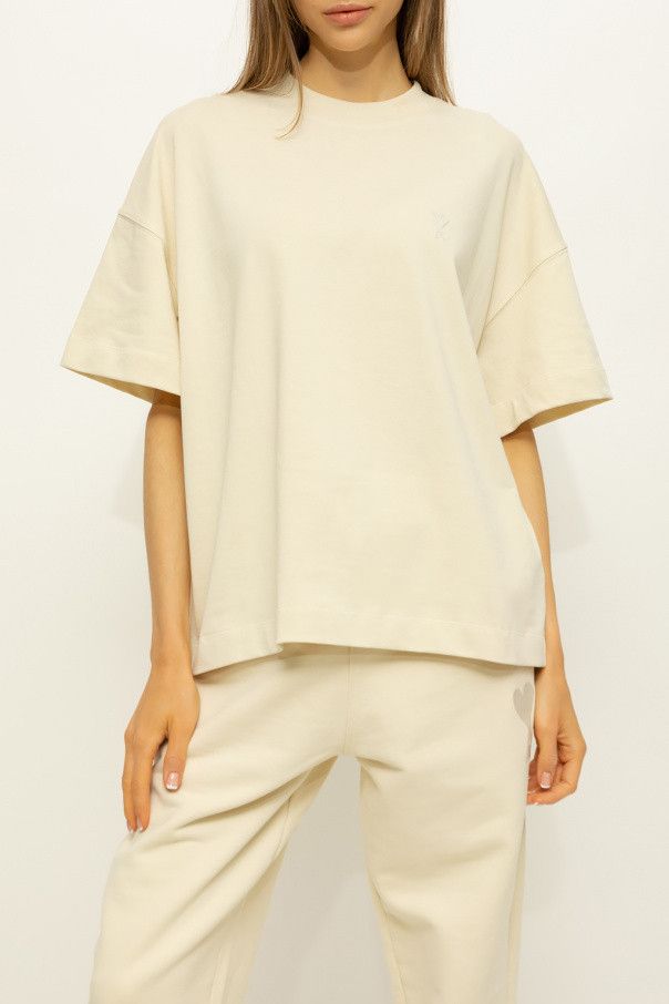 AMI Beige Ami De Couer Logo Oversized T-Shirt | Grailed