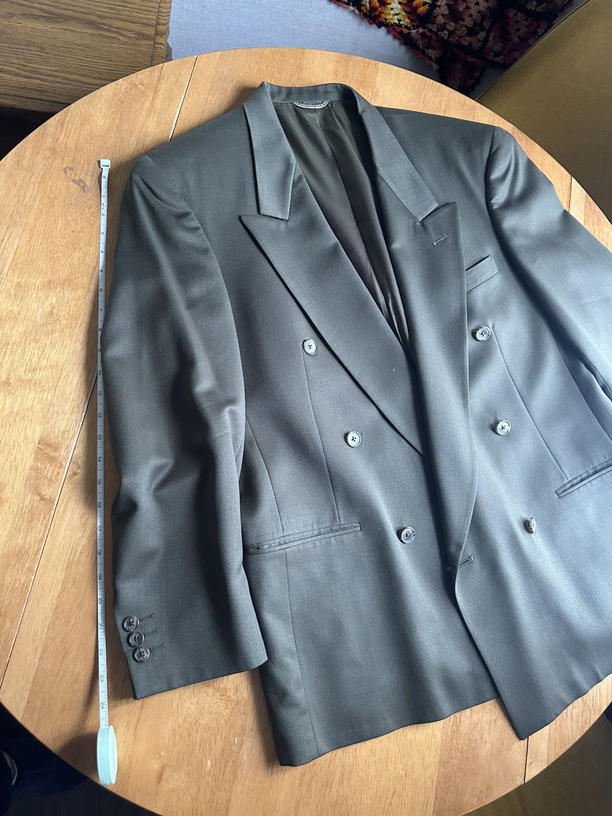 Christian Dior Monsieur Olive Double Breasted Suit Size 42R - 6 Thumbnail