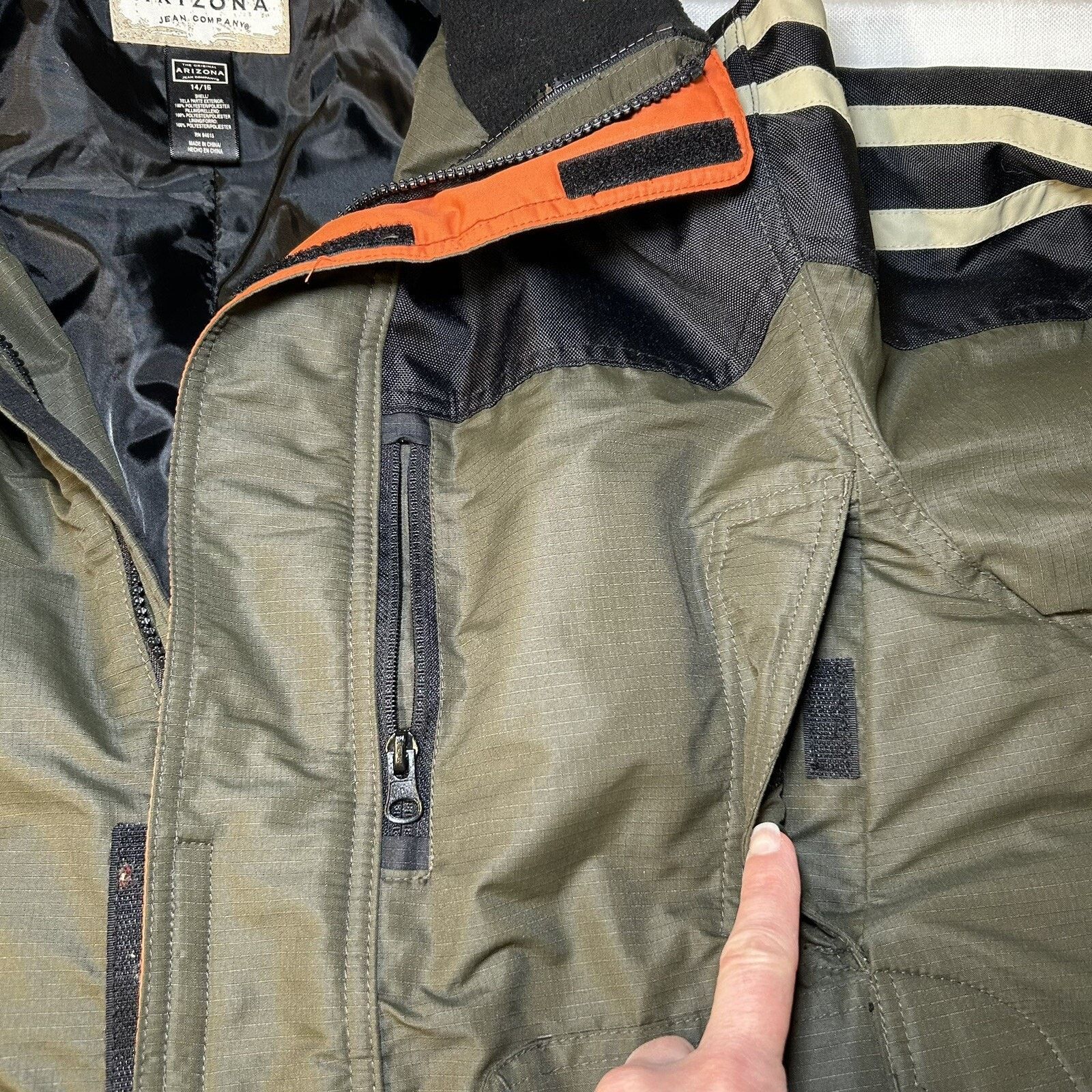 Arizona Jean Co. Arizona Boys L 14/16 Puffer Coat Jacket Ski Green Black Hood Size L / US 10 / IT 46 - 16 Thumbnail
