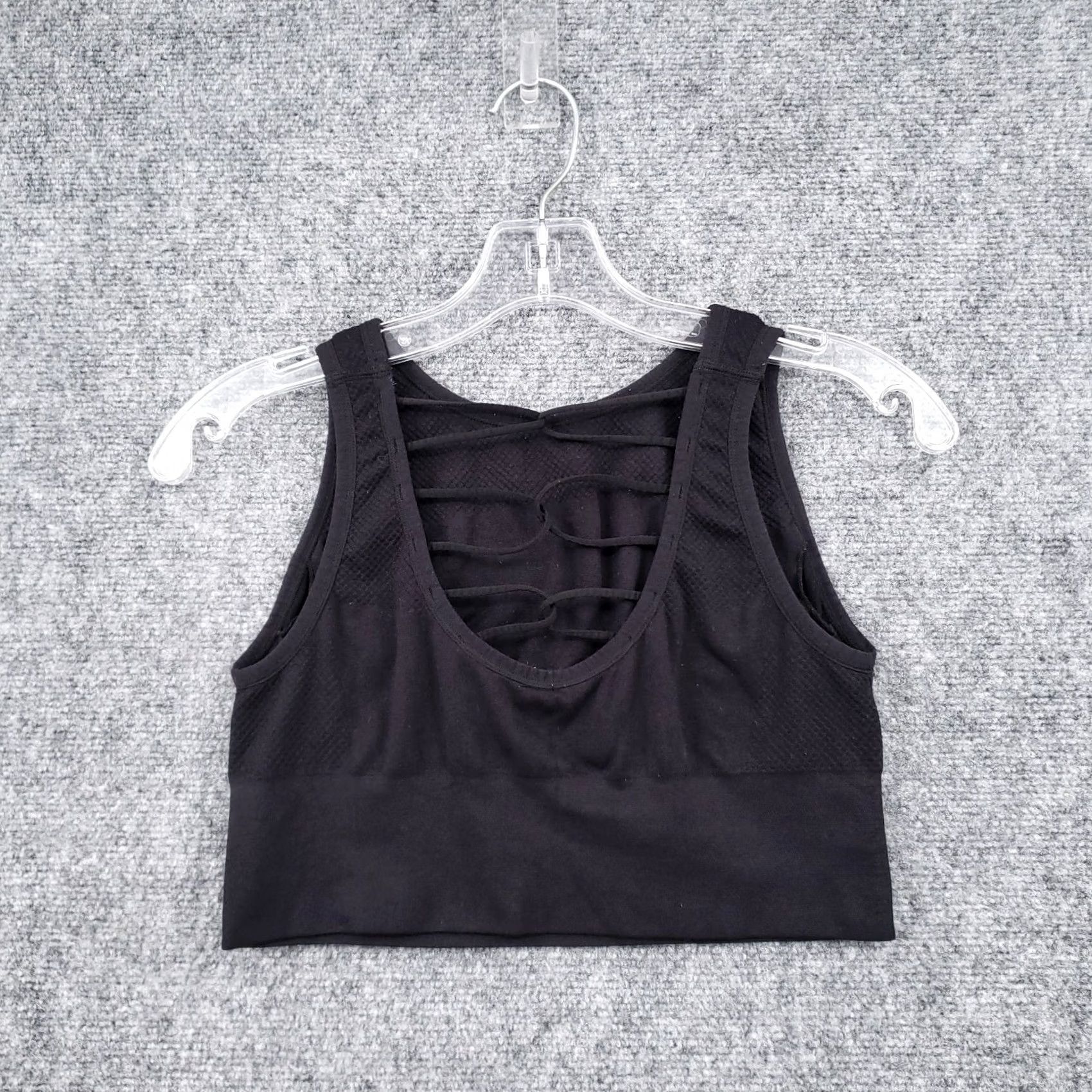 Puma PUMA Sports Bra Womens L Black Crisscross Strappy Hollow Back Sportswear Size ONE SIZE - 2 Thumbnail