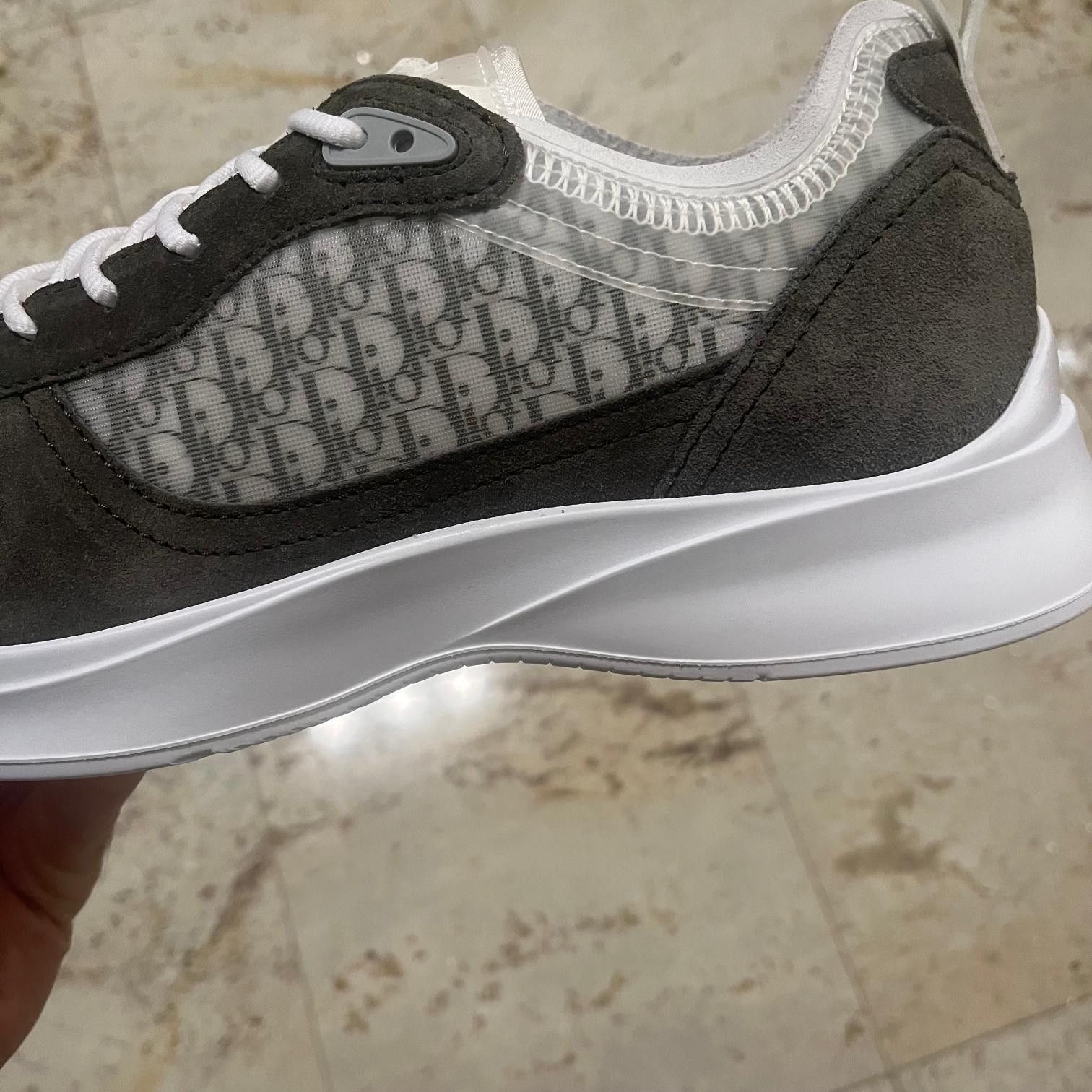 Dior o1rshd1 B25 Runner Suede Oblique Mesh Sneakers White/Green Size US 11 / EU 44 - 3 Thumbnail