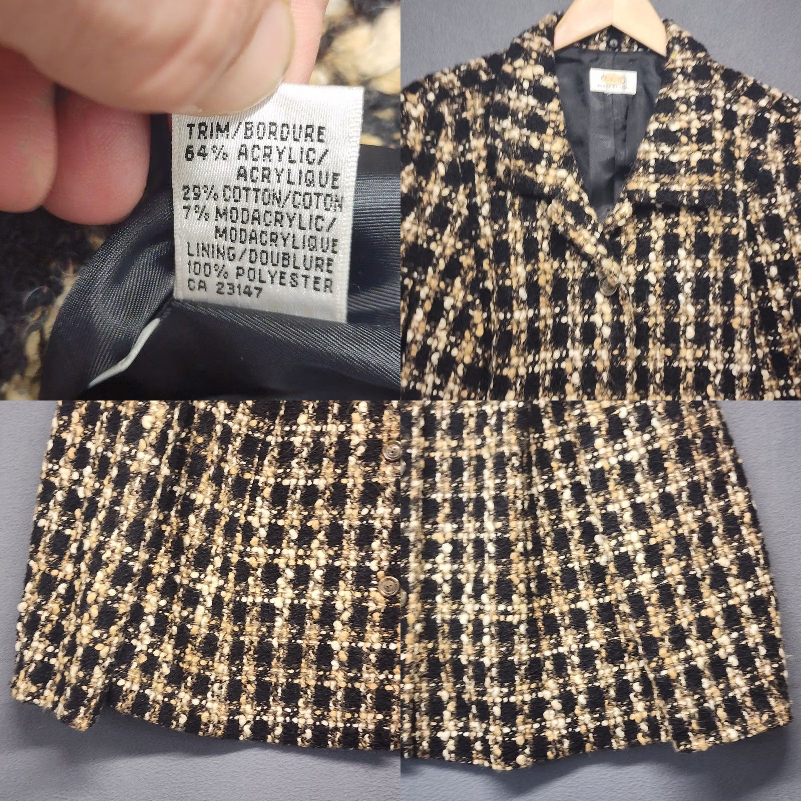 Talbots VINTAGE Talbots Woman Petites 2X Blazer Wool Blend Boucle Black Tan Office Career Mens Womens Size XXL / US 16-18 / IT 52-54 - 8 Thumbnail