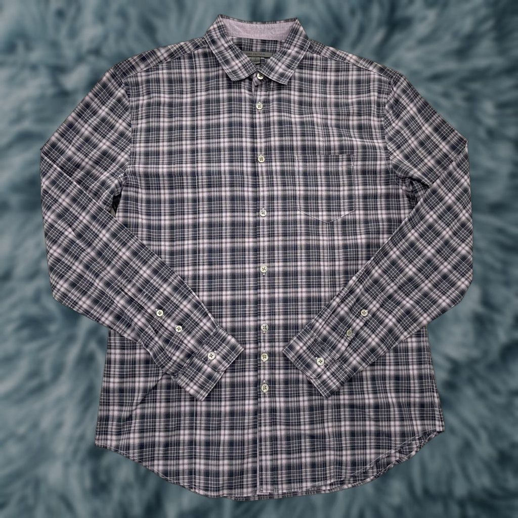 John Varvatos John Varvatos Shirt Adult Small Purple Plaid Button-Up Long Sleeve Cotton Mens S Size US S / EU 44-46 / 1 - 1 Thumbnail