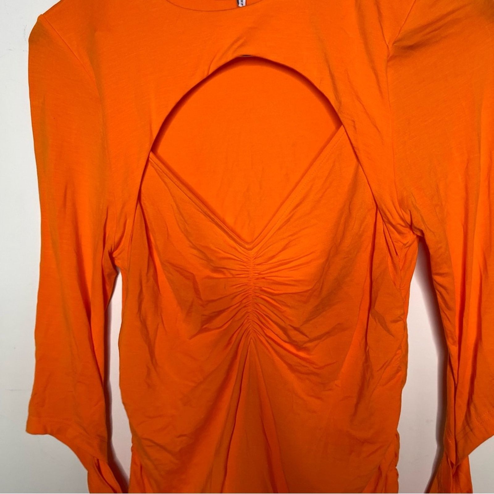 Ganni Cutout Blouse In Vibrant Orange sz 40 US 8