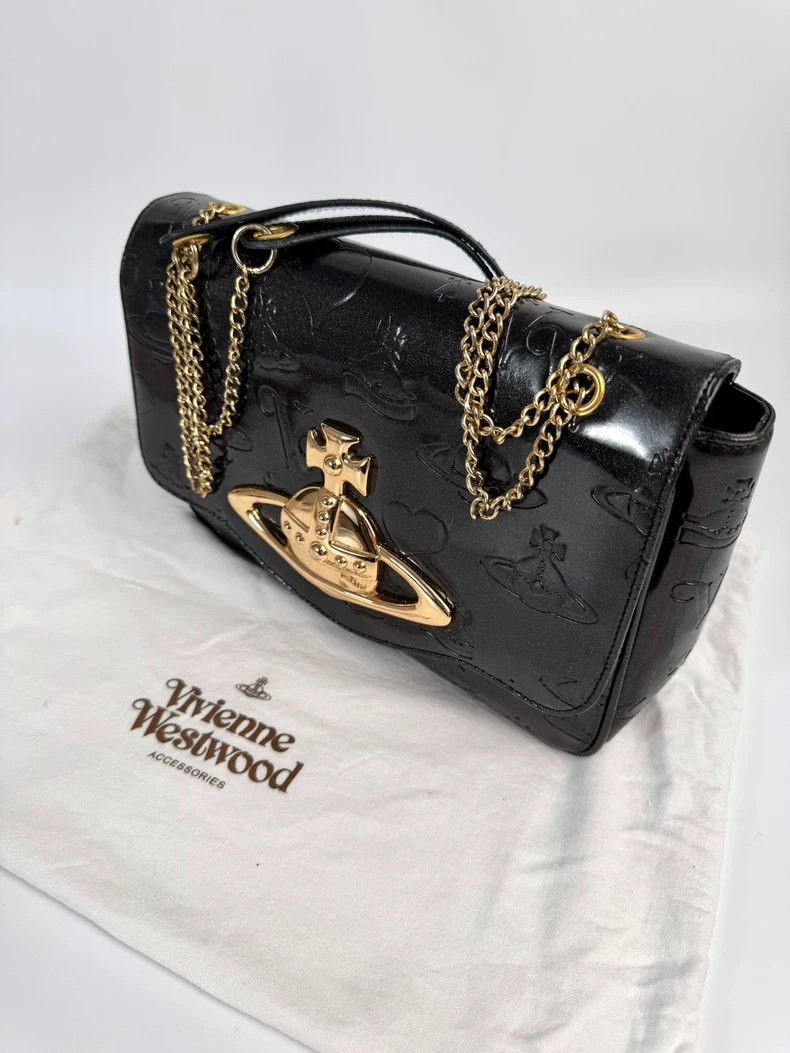 Vivienne Westwood Vivienne Westwood size os Black and Gold Big Saturn Shoulde Size ONE SIZE - 2 Thumbnail