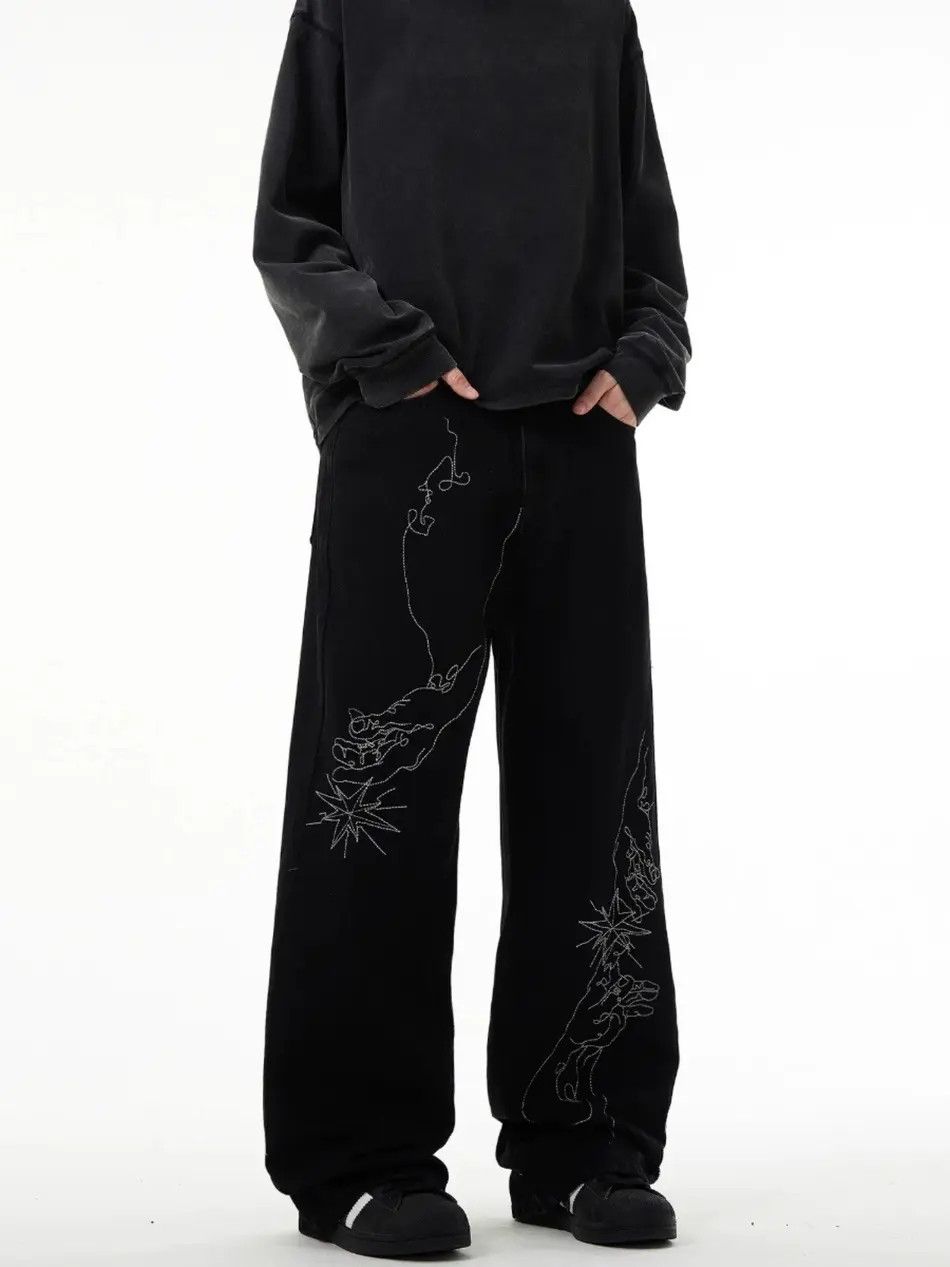 Japanese Brand × Jean Retro loose gradient embroidered jeans Size US 30 / EU 46 - 4 Thumbnail