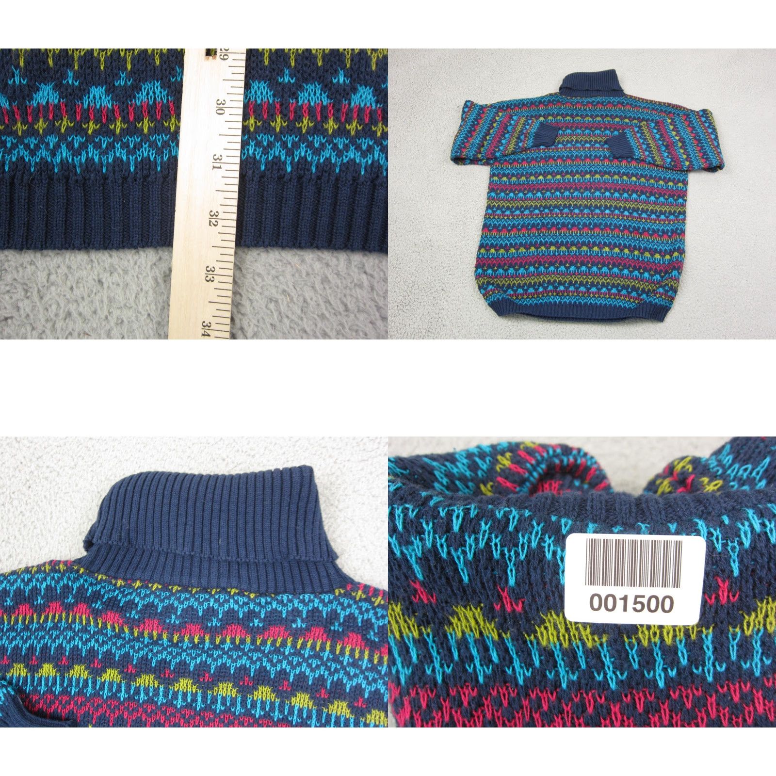 Vintage Dominic & Maria Sweater Womens M Blue Fair Isle Turtleneck Pullover Vintage 90s Casual Knit Cotton USA Womens Size M / US 6-8 / IT 42-44 - 8 Thumbnail