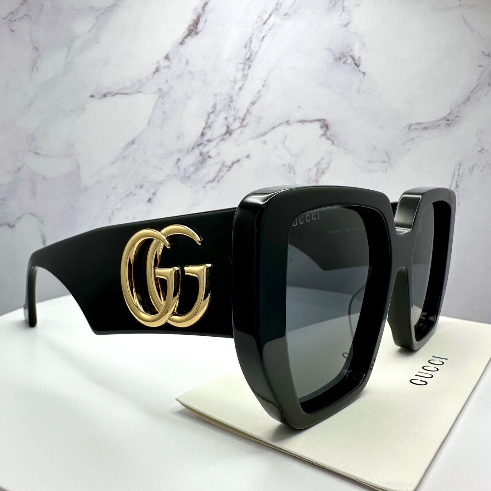 Gucci New GUCCI Sunglasses Black Gold Size ONE SIZE - 18 Thumbnail