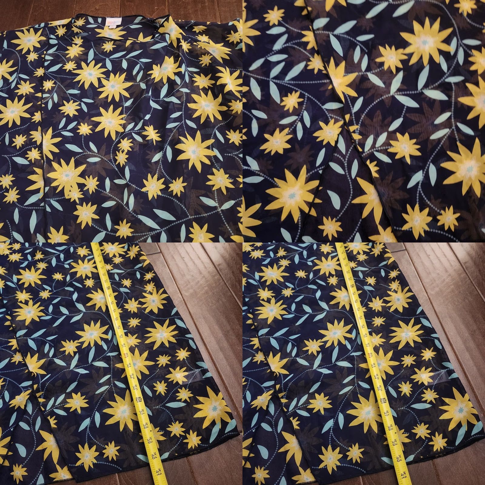 Vintage VINTAGE LuLaRoe Shirley Kimono Womens M Floral Yellow Blue Open Front Cardigan Size M / US 6-8 / IT 42-44 - 8 Thumbnail