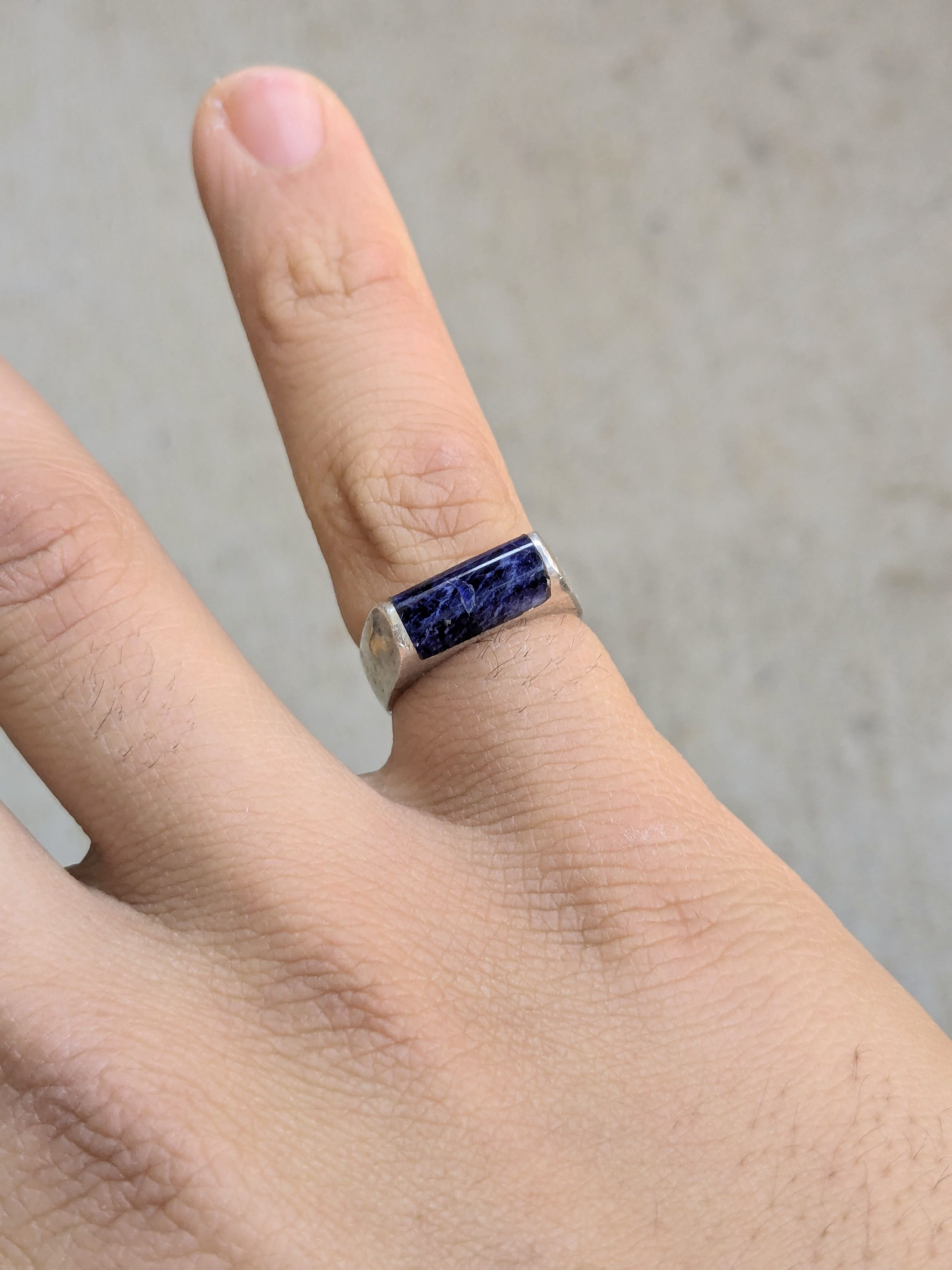 Jewelry Vintage Sterling Silver Ring Blue Sodalite 5.75 Modern Size ONE SIZE - 8 Thumbnail