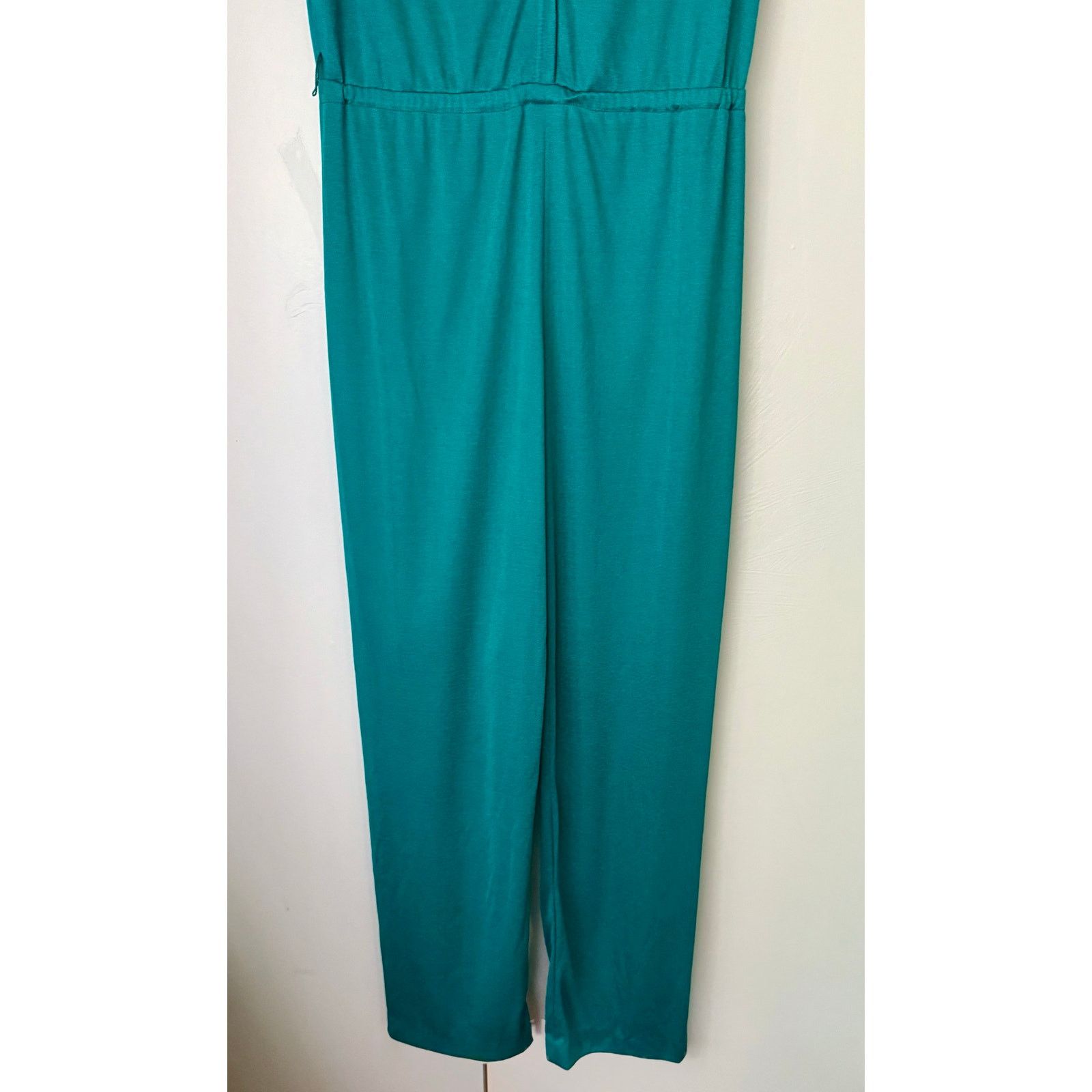 Vintage Vintage 70s Teal Green Jump Suit Med Large One Piece Disco Size 32" / US 10 / IT 46 - 4 Thumbnail
