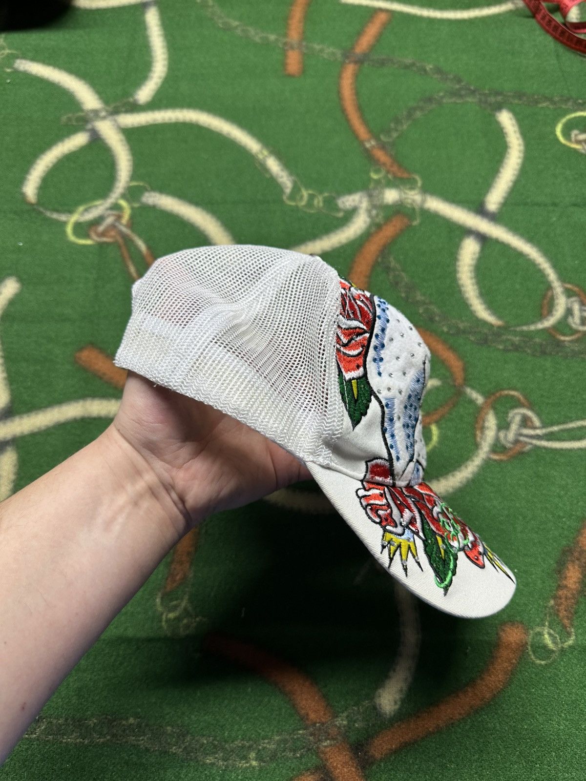 Ed Hardy Ed Hardy Tattoo Y2K Vintage Skull Roses Trucker Hat Size ONE SIZE - 4 Thumbnail