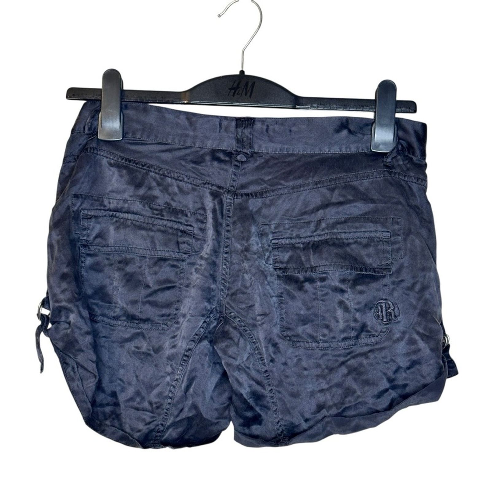 Other Rich & Skinny Y2K Low Rise 100% Silk Cargo Shorts Black 26 Size 26" / US 2 / IT 38 - 4 Thumbnail