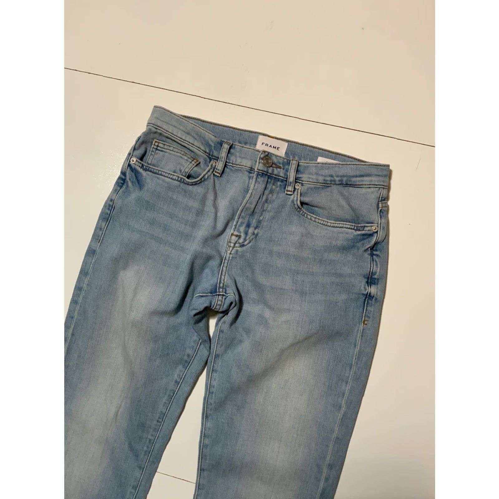 Frame VINTAGE FRAME L’Homme Slim Finn Signature Straight Leg Jeans Men 31 Blue Denim Slimming 33in Inseam Mens Size US 31 - 7 Thumbnail