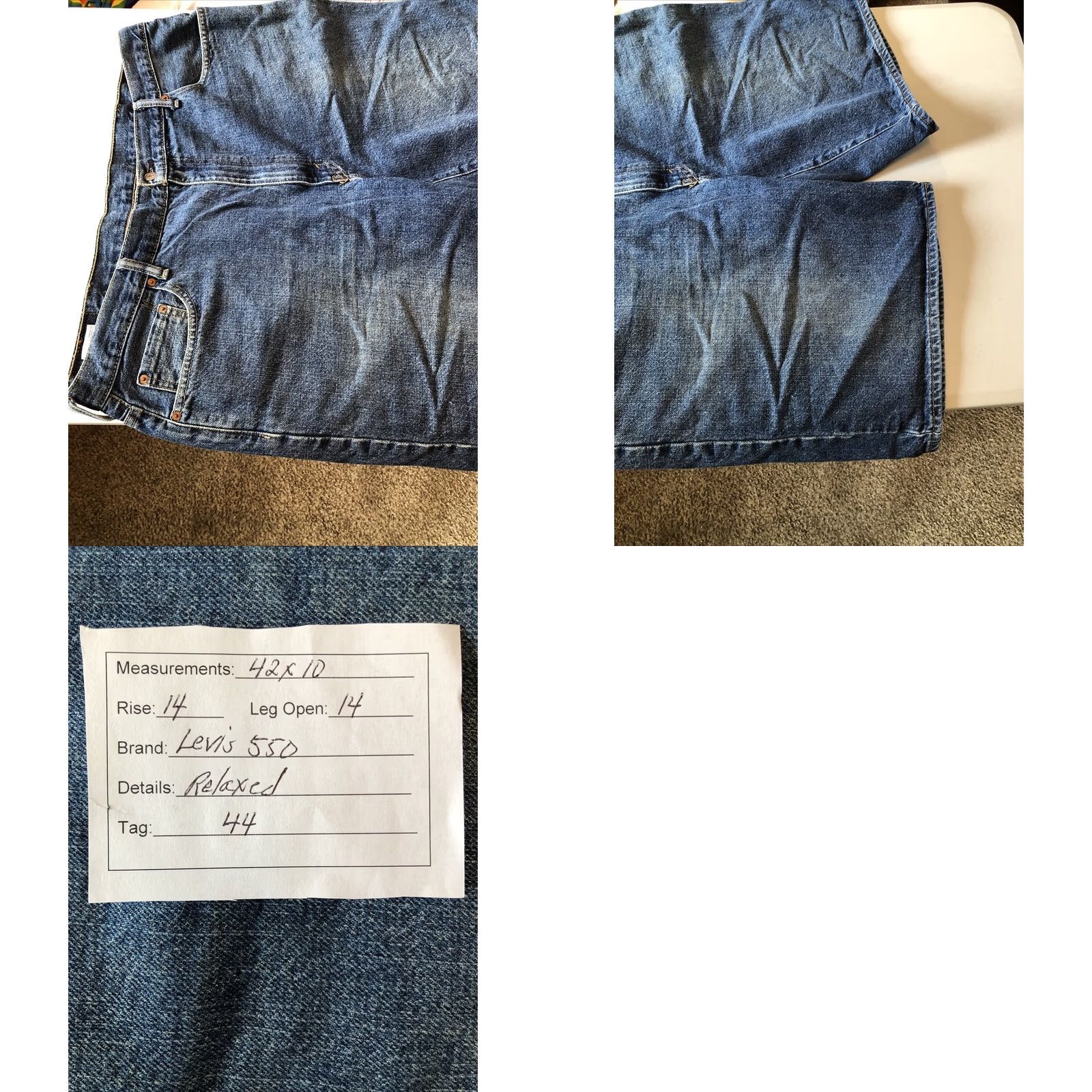 Levi's VINTAGE Levi’s 550 Denim Shorts Mens 42 Bermuda 10” Rise Blue 5-Pocket Logo Button Zipper Relaxed Regular Denim Shorts Mens Blue Size US 42 / EU 58 - 8 Thumbnail