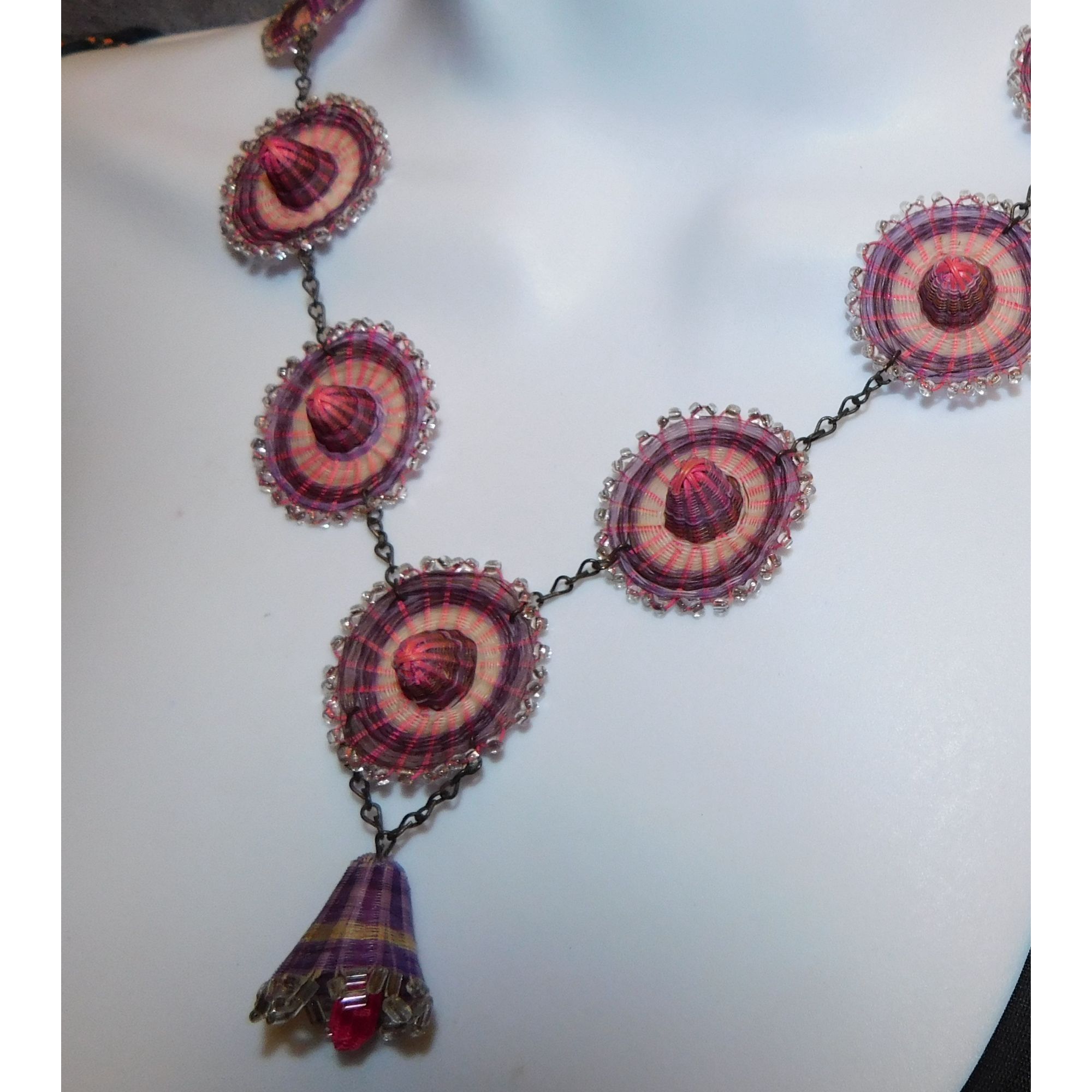 Other Vintage Purple And Pink Woven Sombrero Necklace Size ONE SIZE - 5 Thumbnail