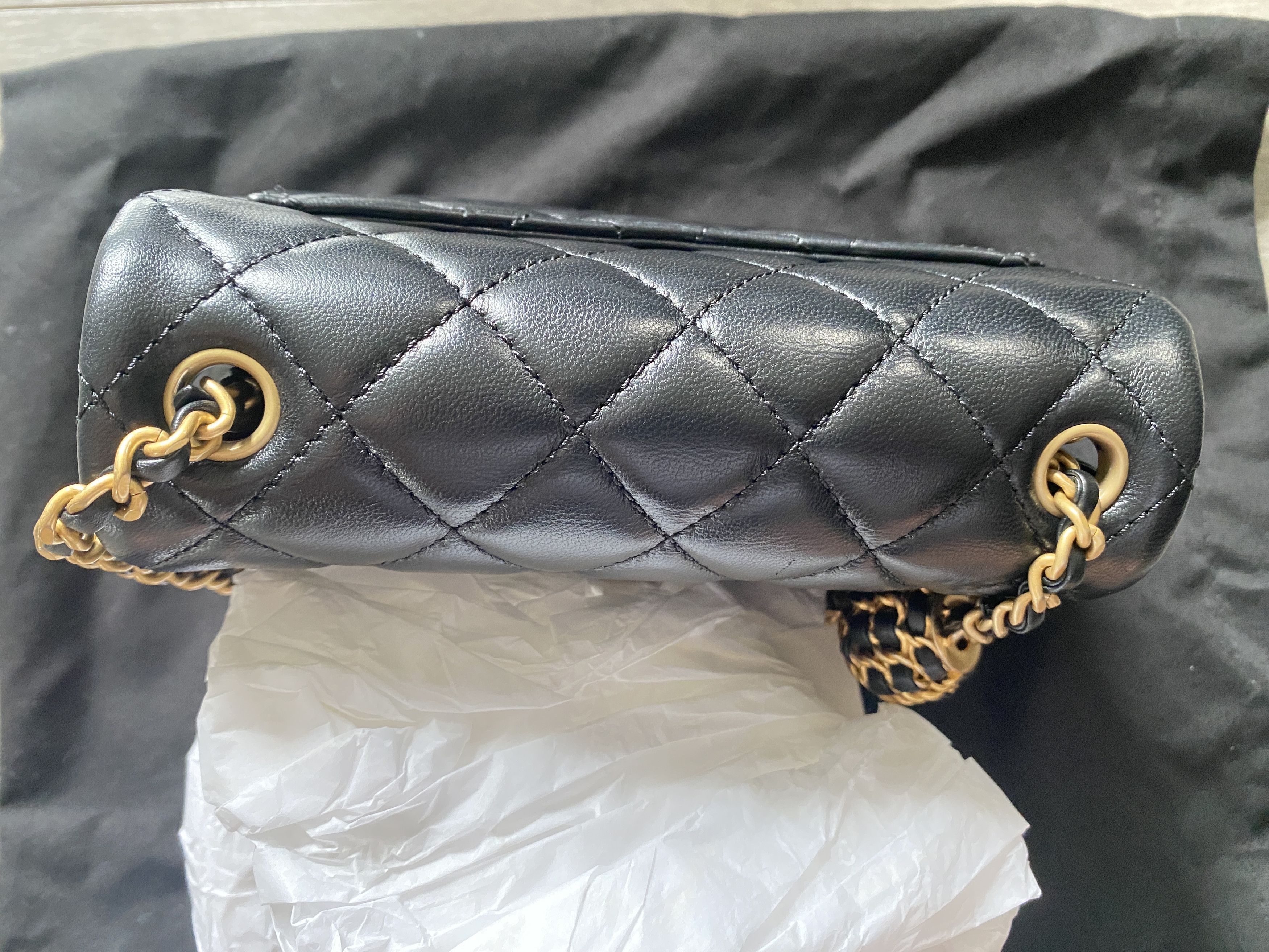 Chanel CHANEL Black Mini Square Pearl Crush Gold Ball Flap Bag Size ONE SIZE - 5 Thumbnail