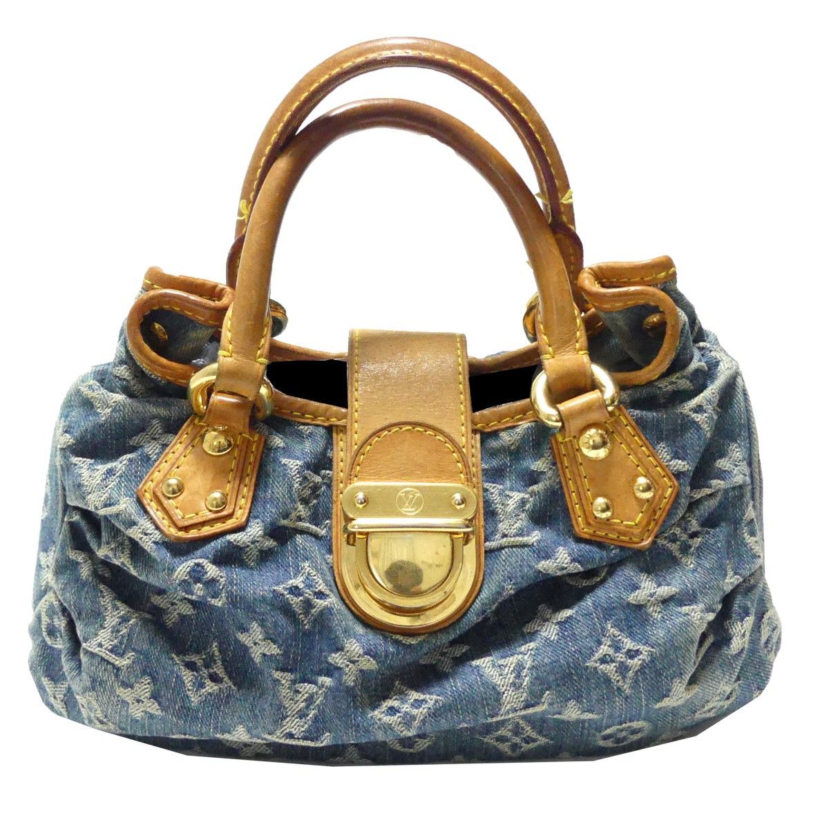 Louis Vuitton Monogram Denim Pleaty Handbag Blue