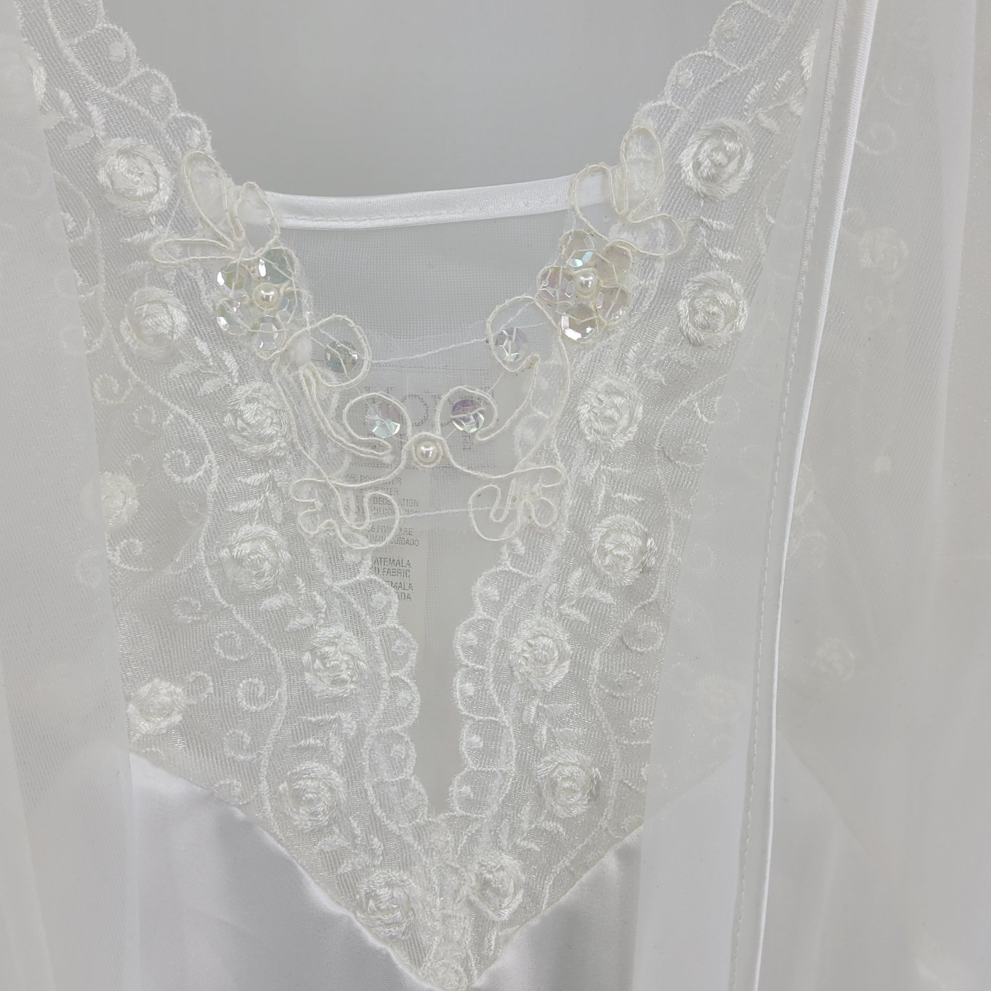 Vintage Vtg Lingerie Peignoir Negligee Set White Sz S Sheer Robe Mer Size ONE SIZE - 5 Thumbnail