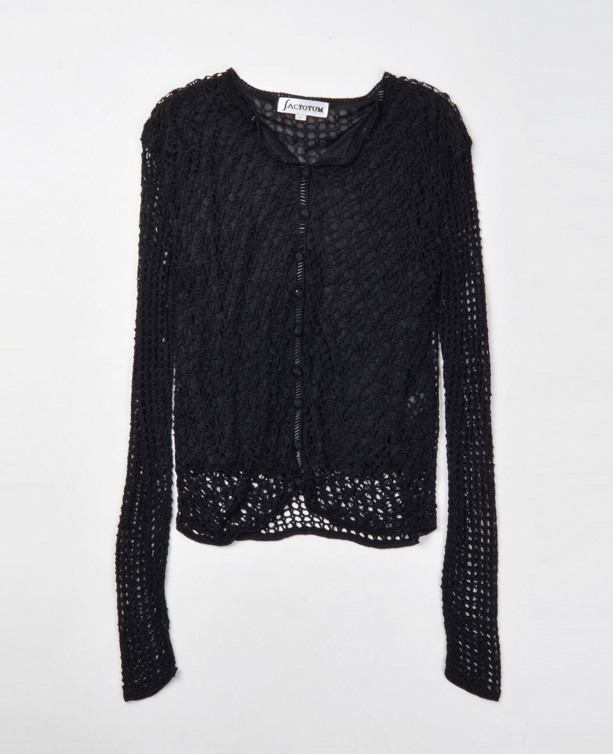 Vintage Factotum Vintage Y2K Grunge Crochet Knit Cardigan Size L / US 10 / IT 46 - 4 Thumbnail