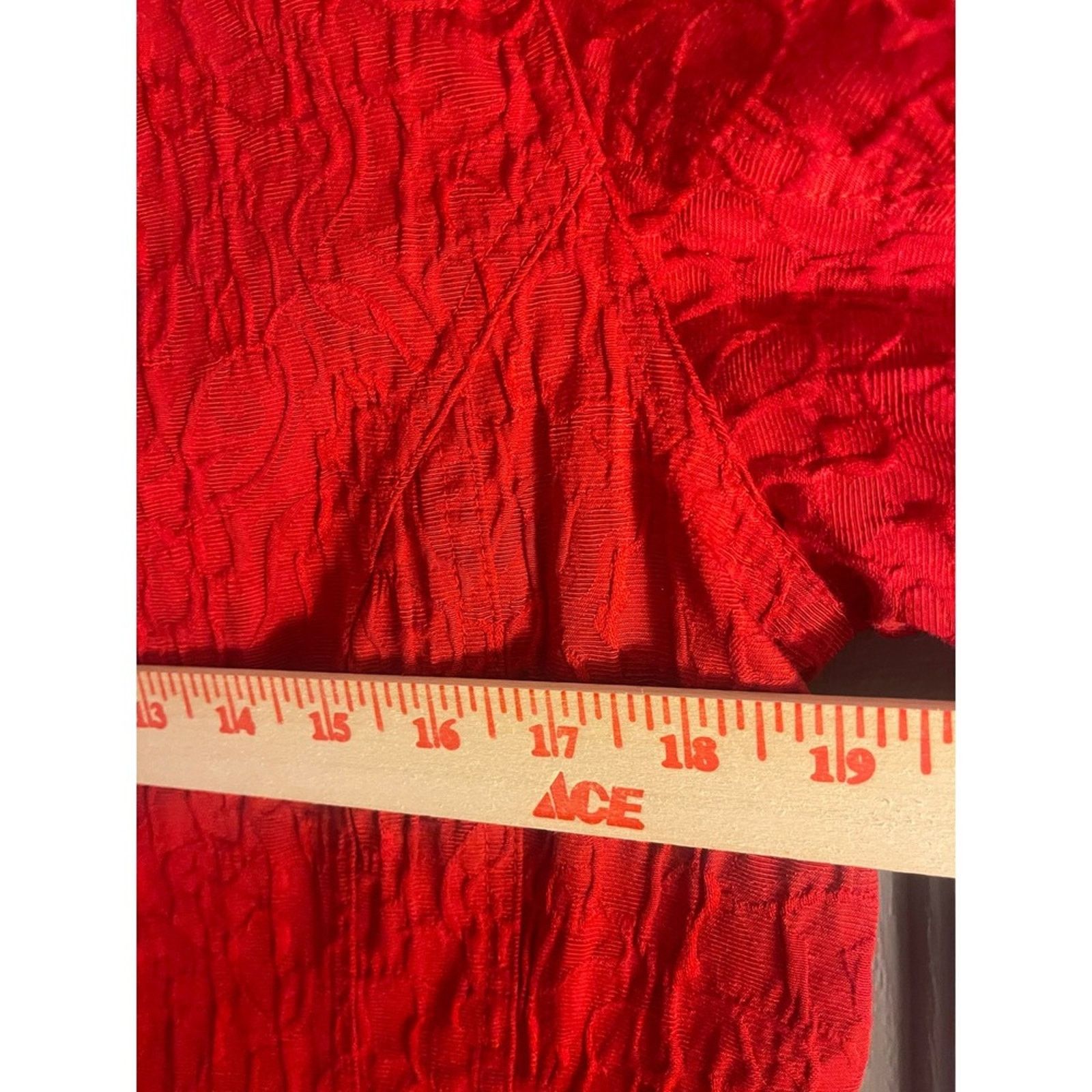 Chicos Chico's Red Textured Mandarin Jacket Sz 1 M Crinkle Cloque Size M / US 6-8 / IT 42-44 - 7 Thumbnail