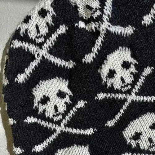 Other y2k skull print black beanie Size ONE SIZE - 2 Thumbnail